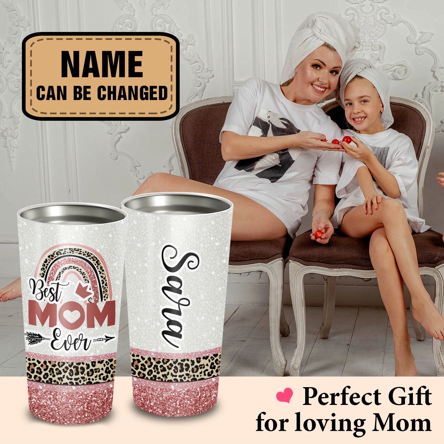 Best Mom Ever Boho Rainbow Personalized 20Oz Tumbler