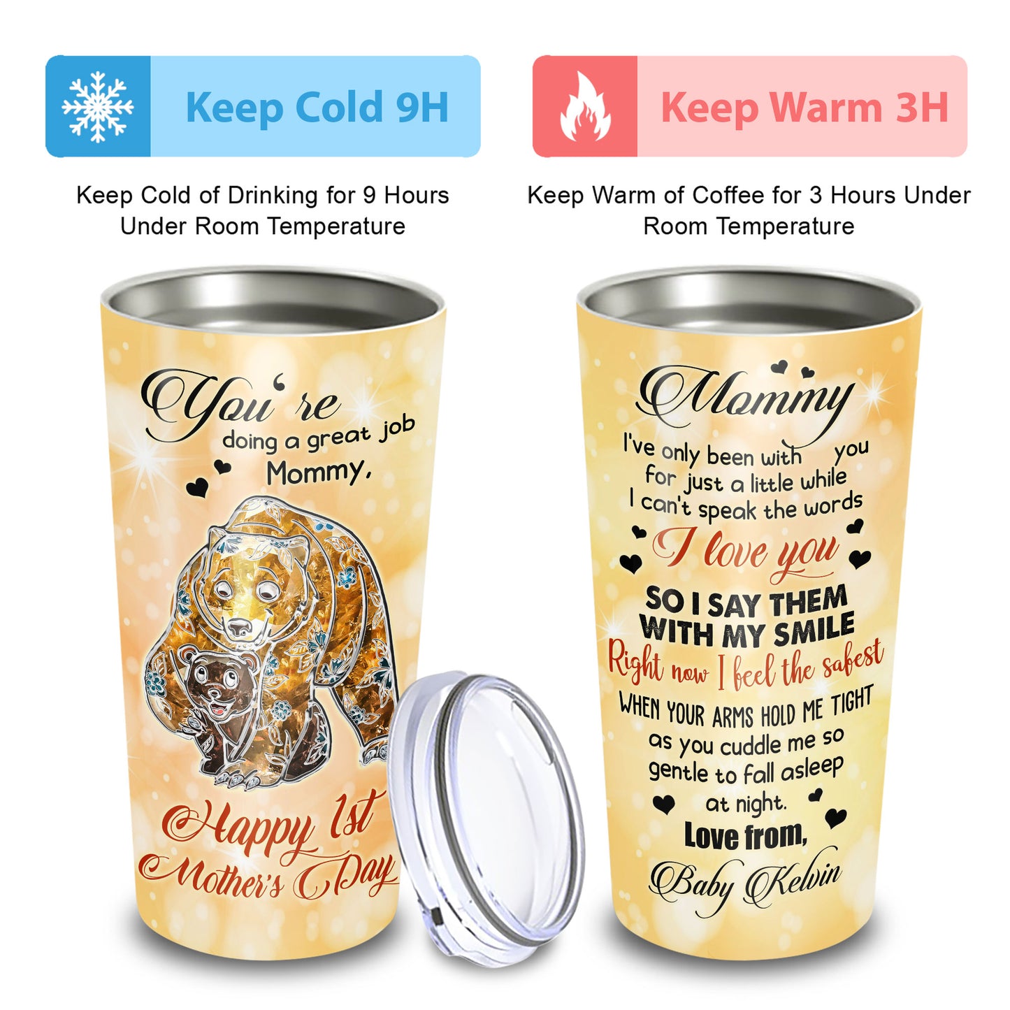 Happy 1st Mother's Day You're Doing A Great Job Mommy Bear 20Oz Tumbler