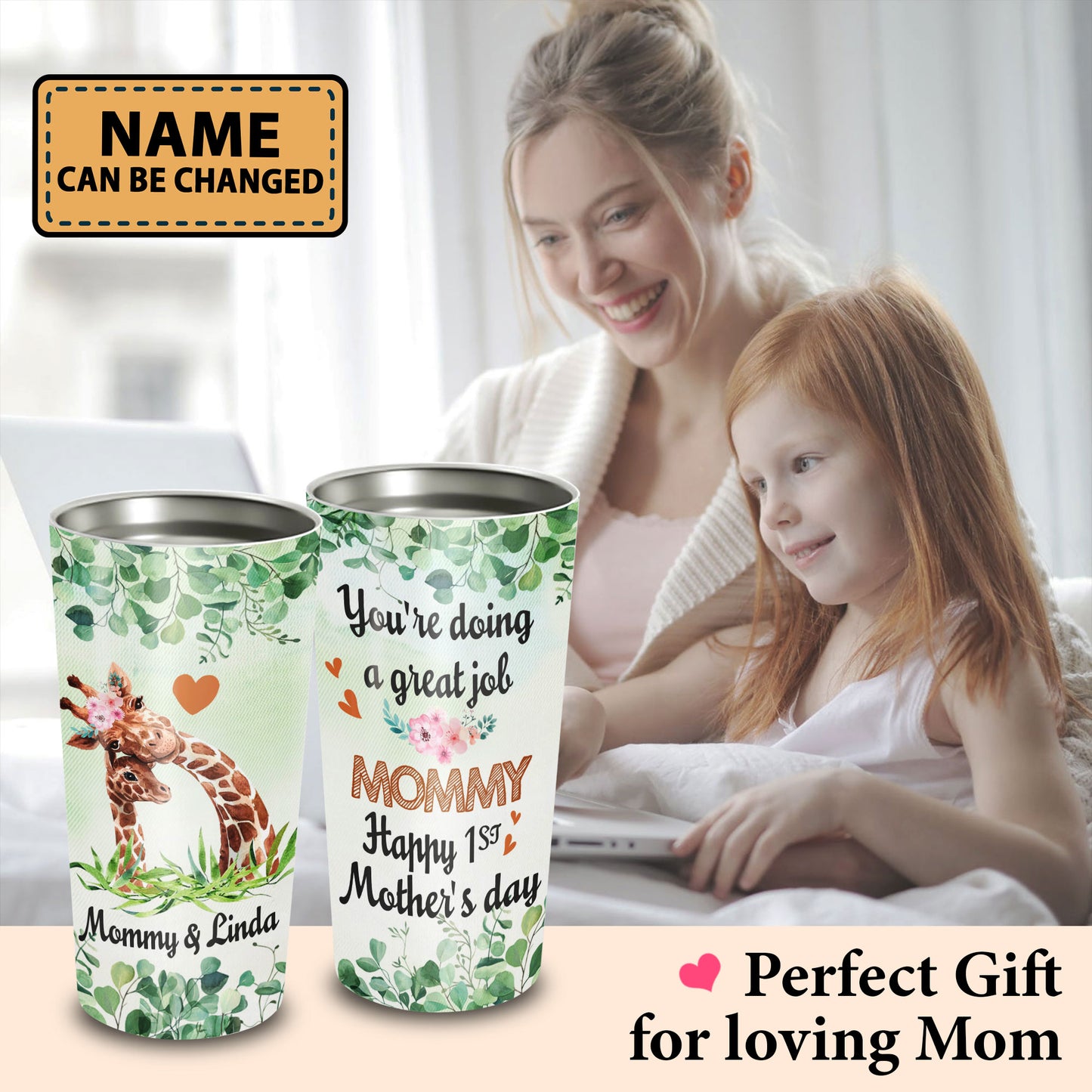Happy 1st Mother's Day You Are Doing A Great Job Giraffe 20Oz Tumbler