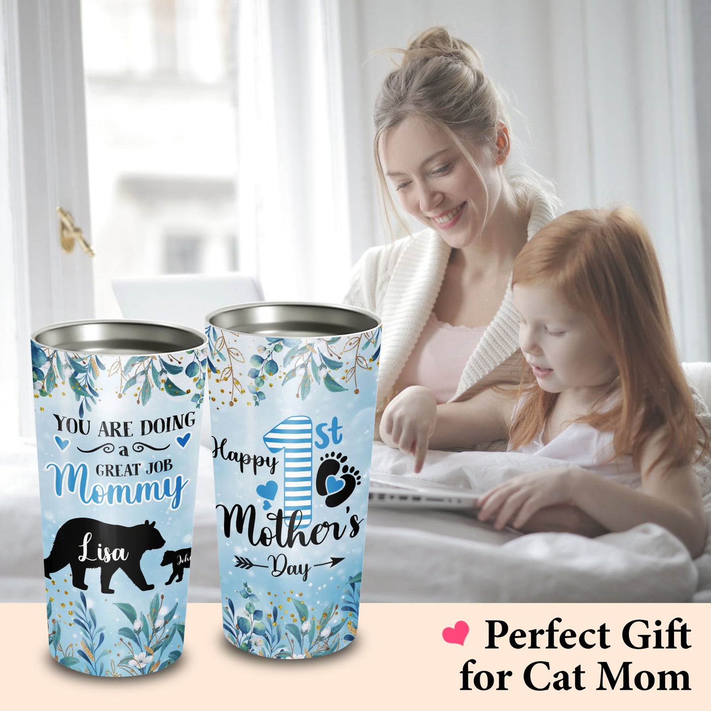 Mama Bear Happy 1st Mother's Day Personalized 20Oz Tumbler