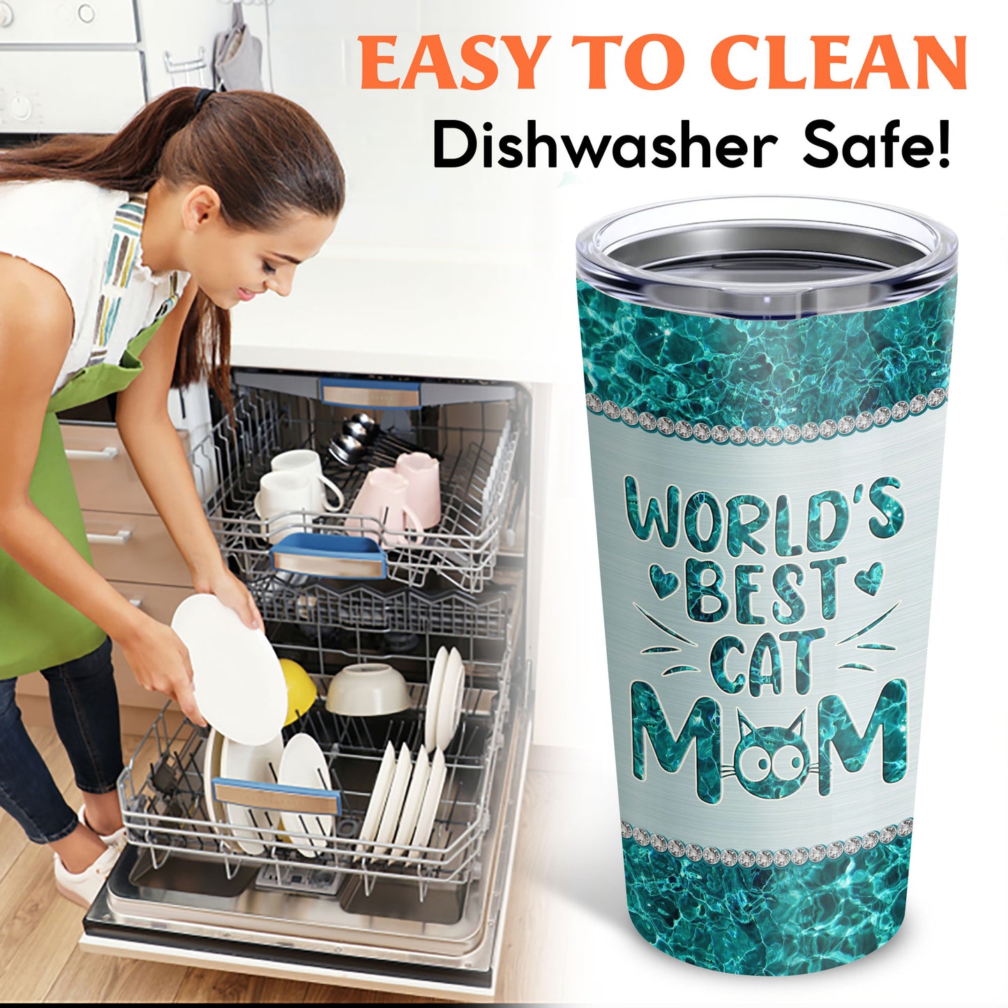 Happy Mother's Day World's Best Cat Mom Ever Custom Name 20Oz Tumbler