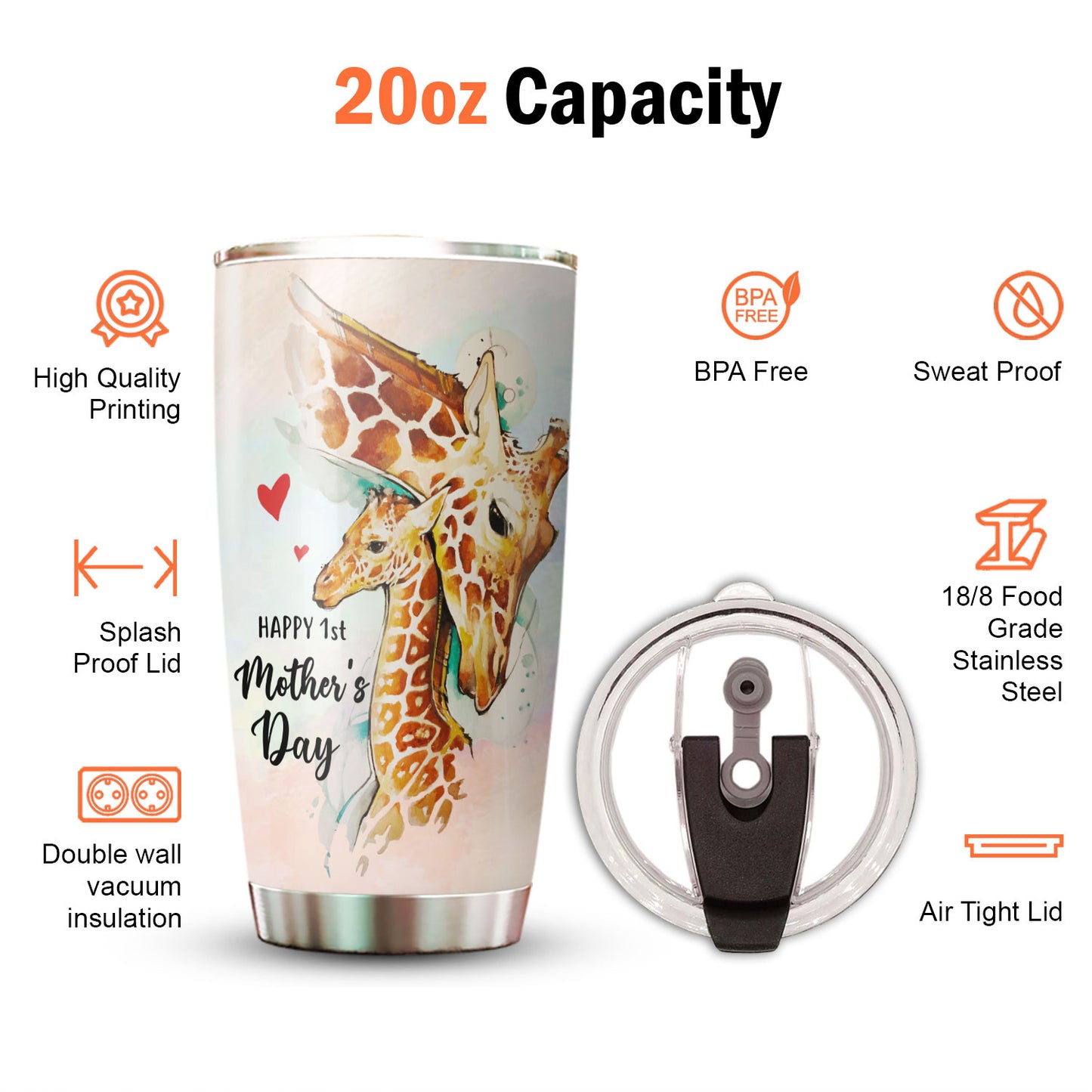 Happy First Mother Day Giraffe Mom 20Oz Tumbler