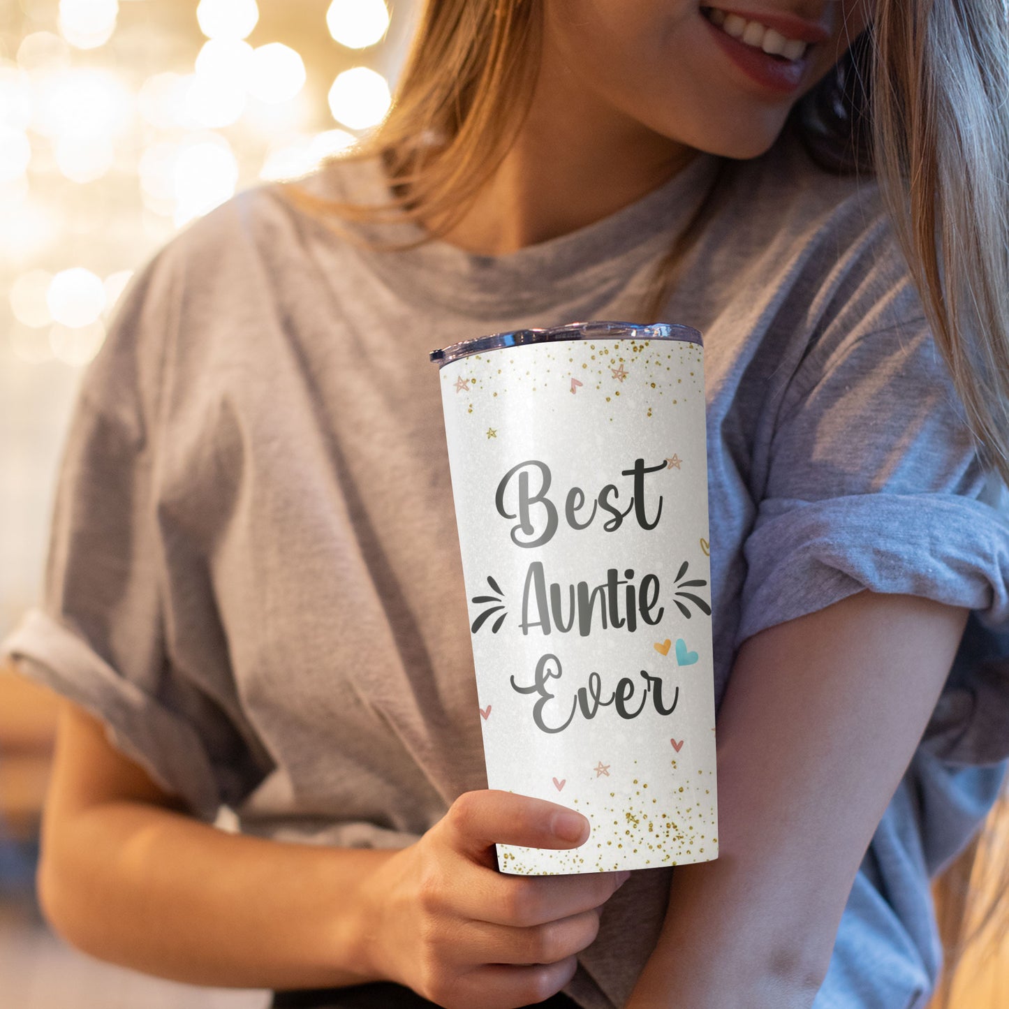 Best Auntie Ever Boho Rainbow Custom Name 20Oz Tumbler
