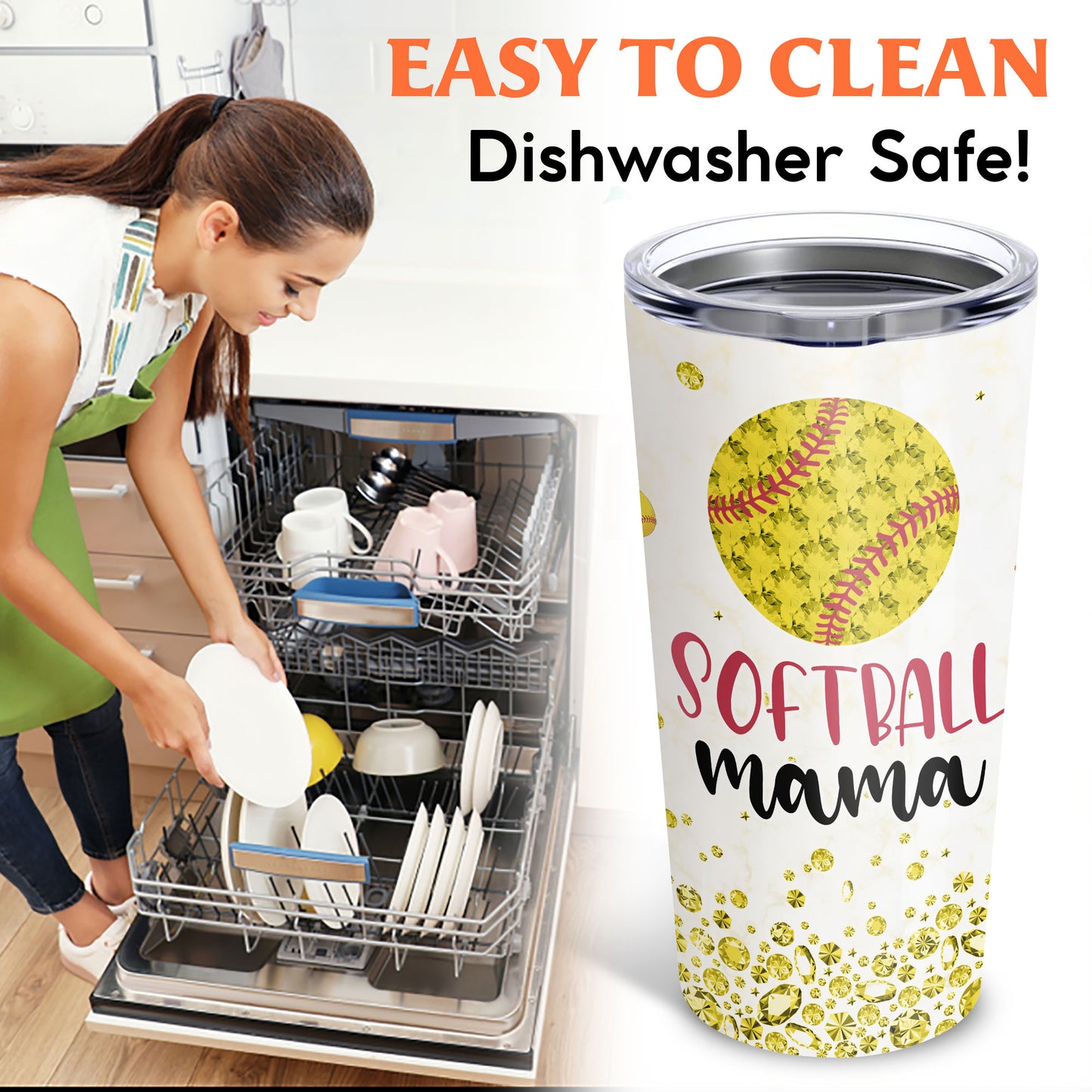 Softball Mama Custom Name 20Oz Tumbler