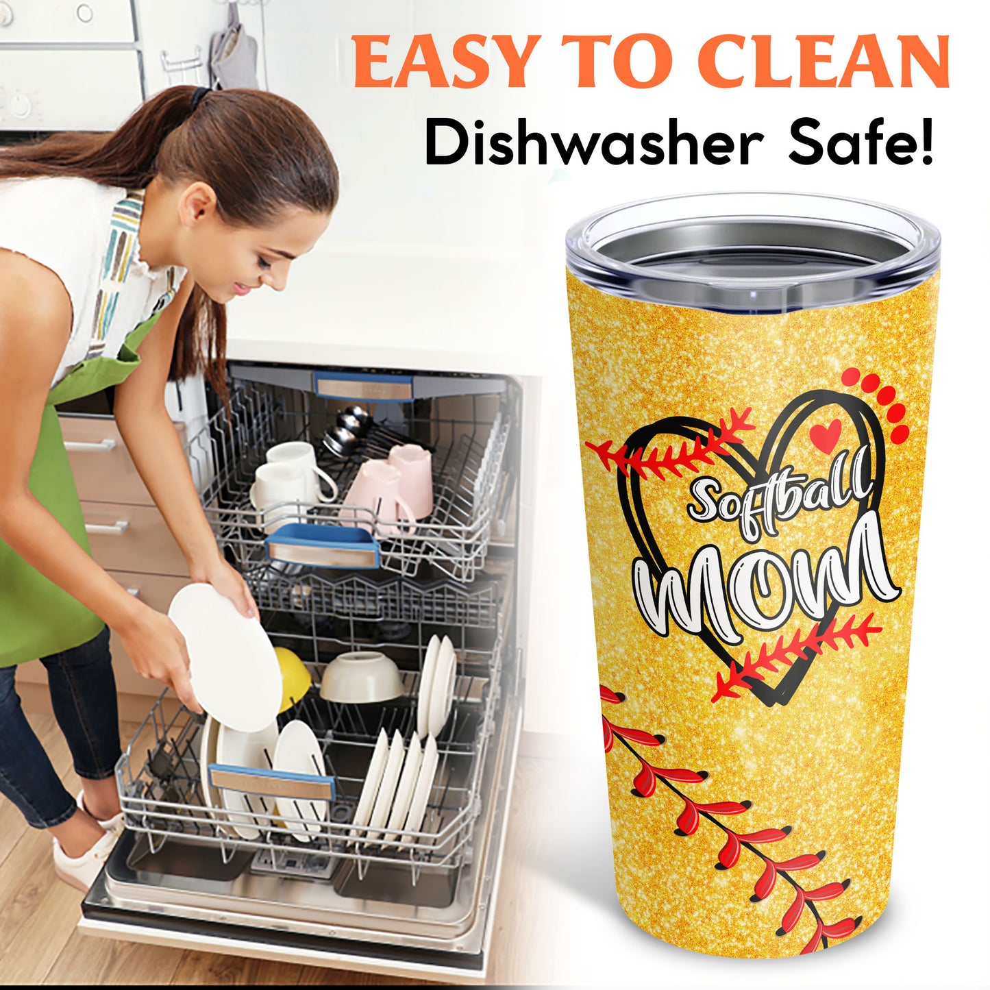 Softball Mom Heart Custom Name 20Oz Tumbler