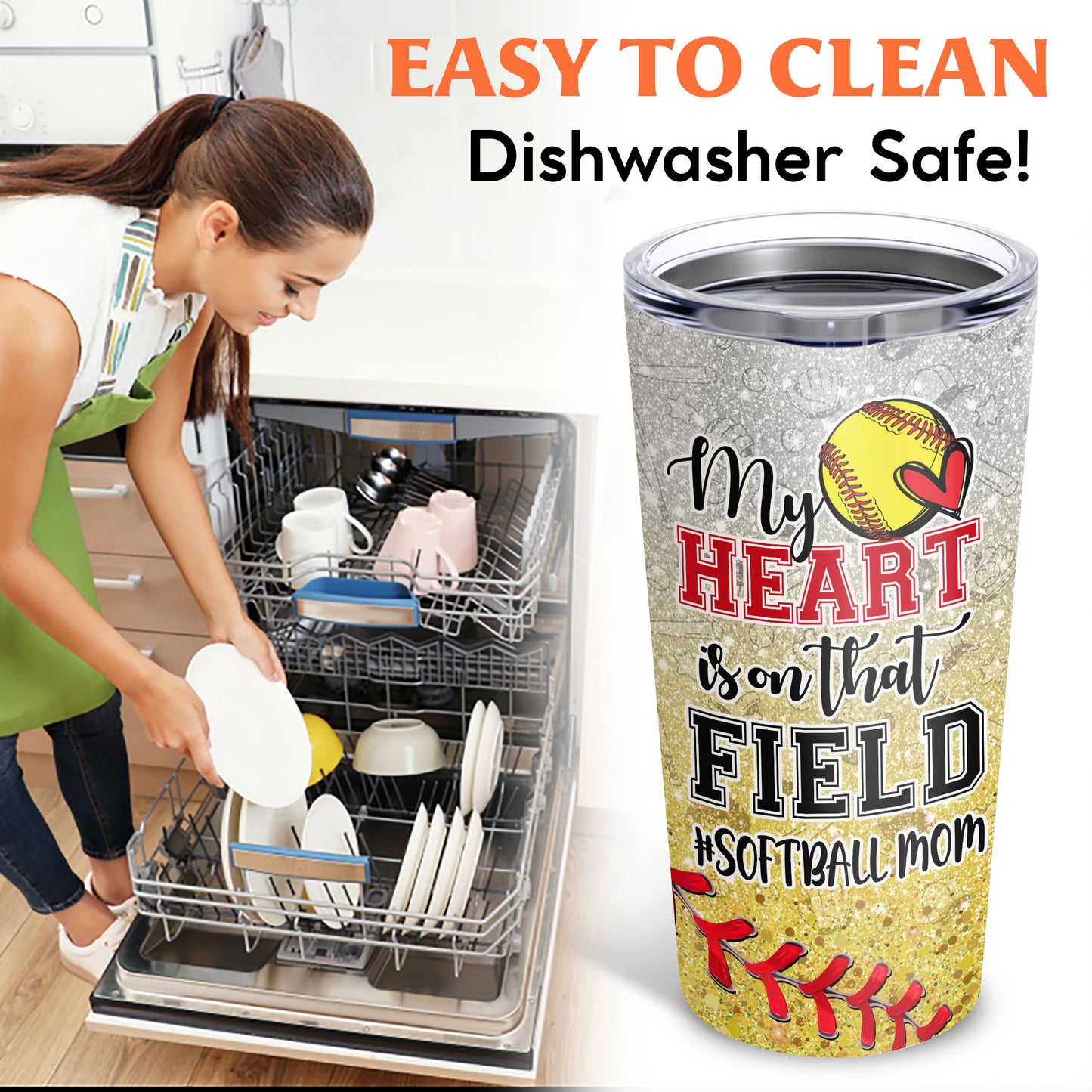 My Heart Is On That Field Softball Mom Custom Image 20Oz Tumbler