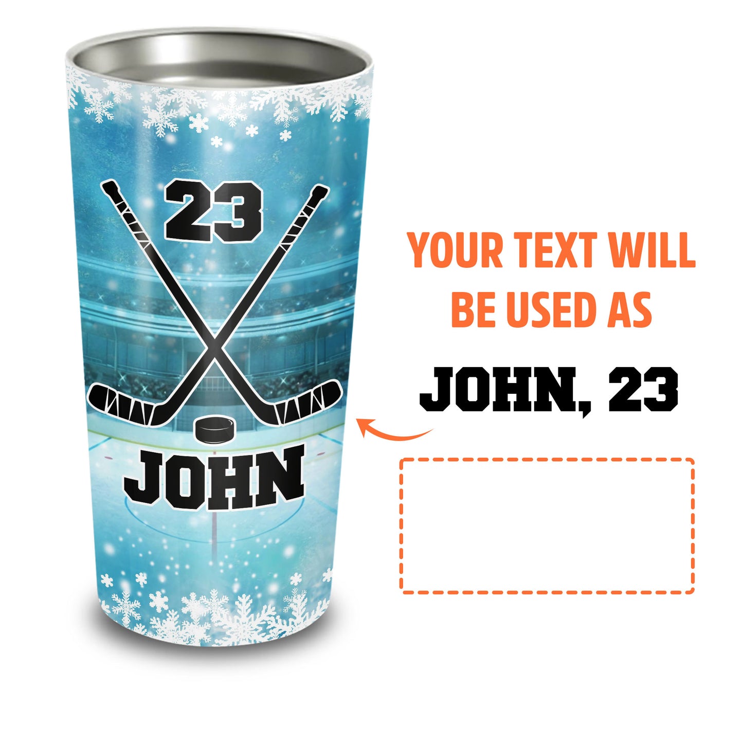My Heart Is On That Rink Custom Name & Number 20Oz Tumbler