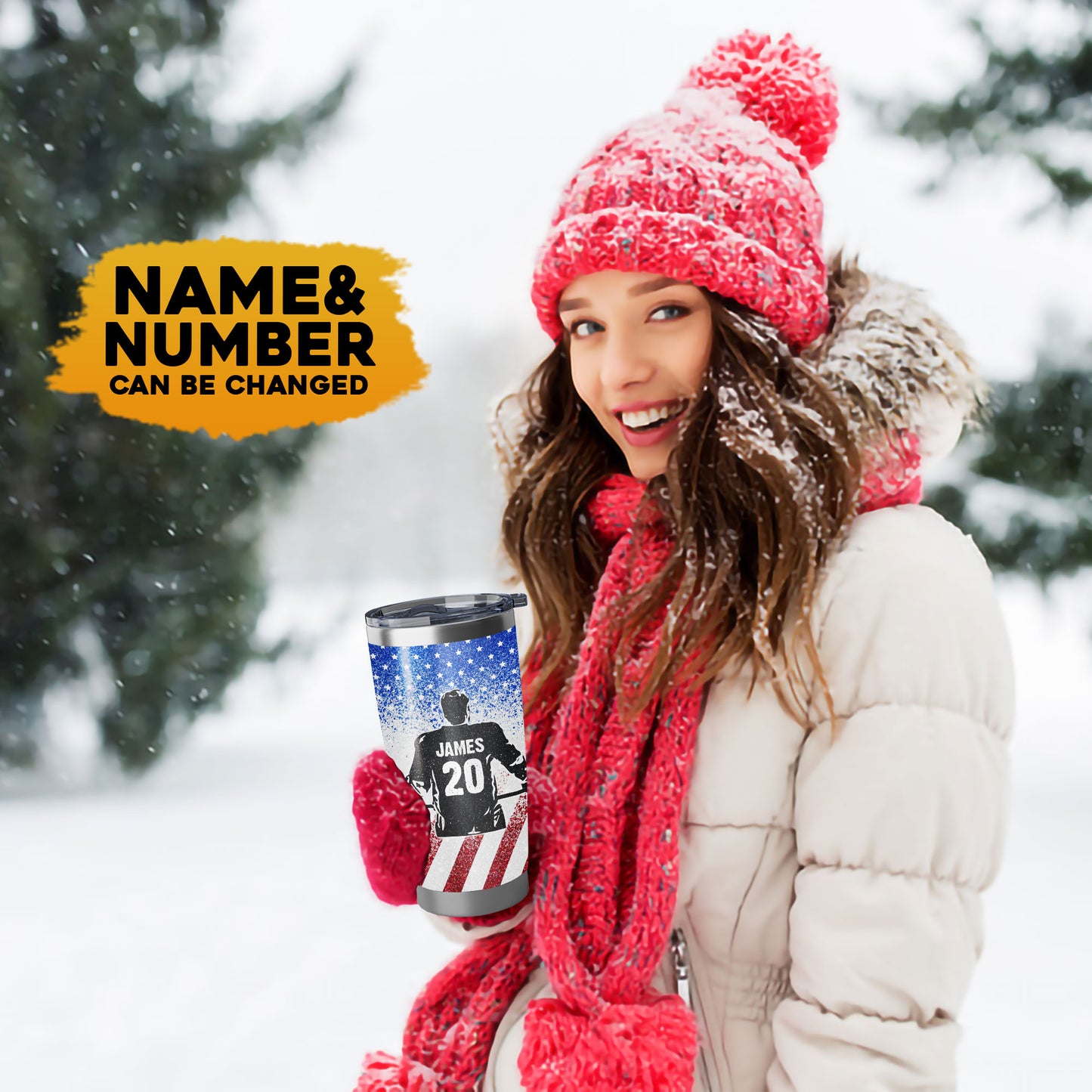 My Heart Is On That Ice Custom Name & Number 20Oz Tumbler