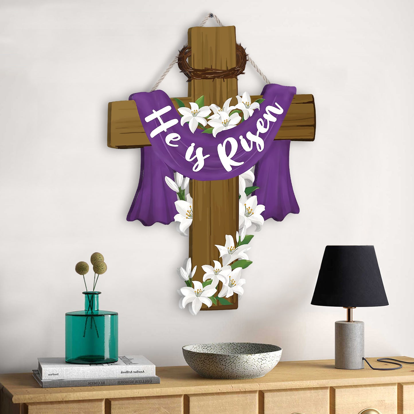 He Is Risen Easter Lily Flower Wooden Sign Personalizedwitch