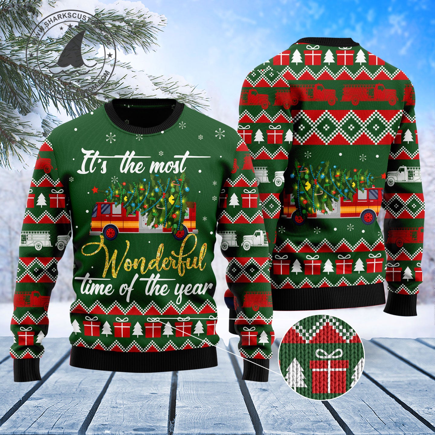 Firefighter Wonderful Time T2110 Ugly Christmas Sweater