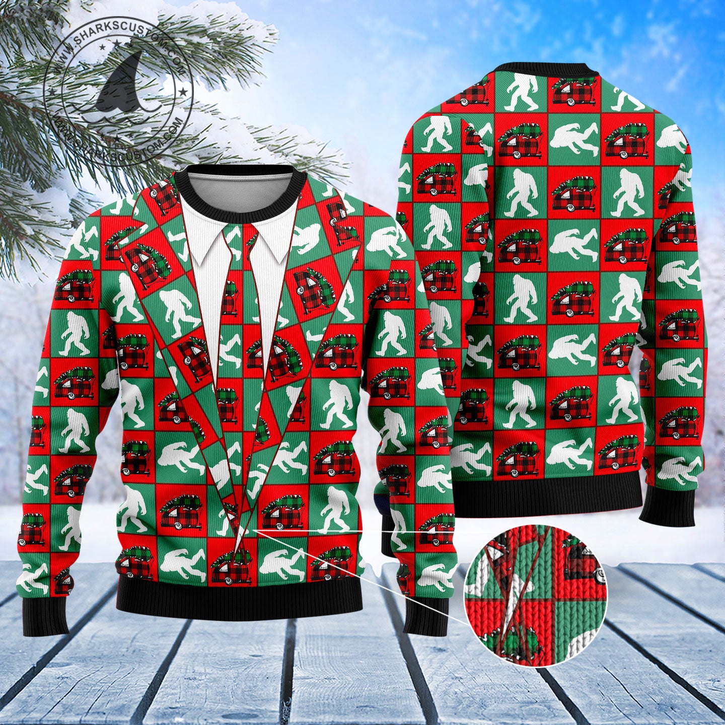 Bigfoot Camping Christmas T2310 Ugly Christmas Sweater