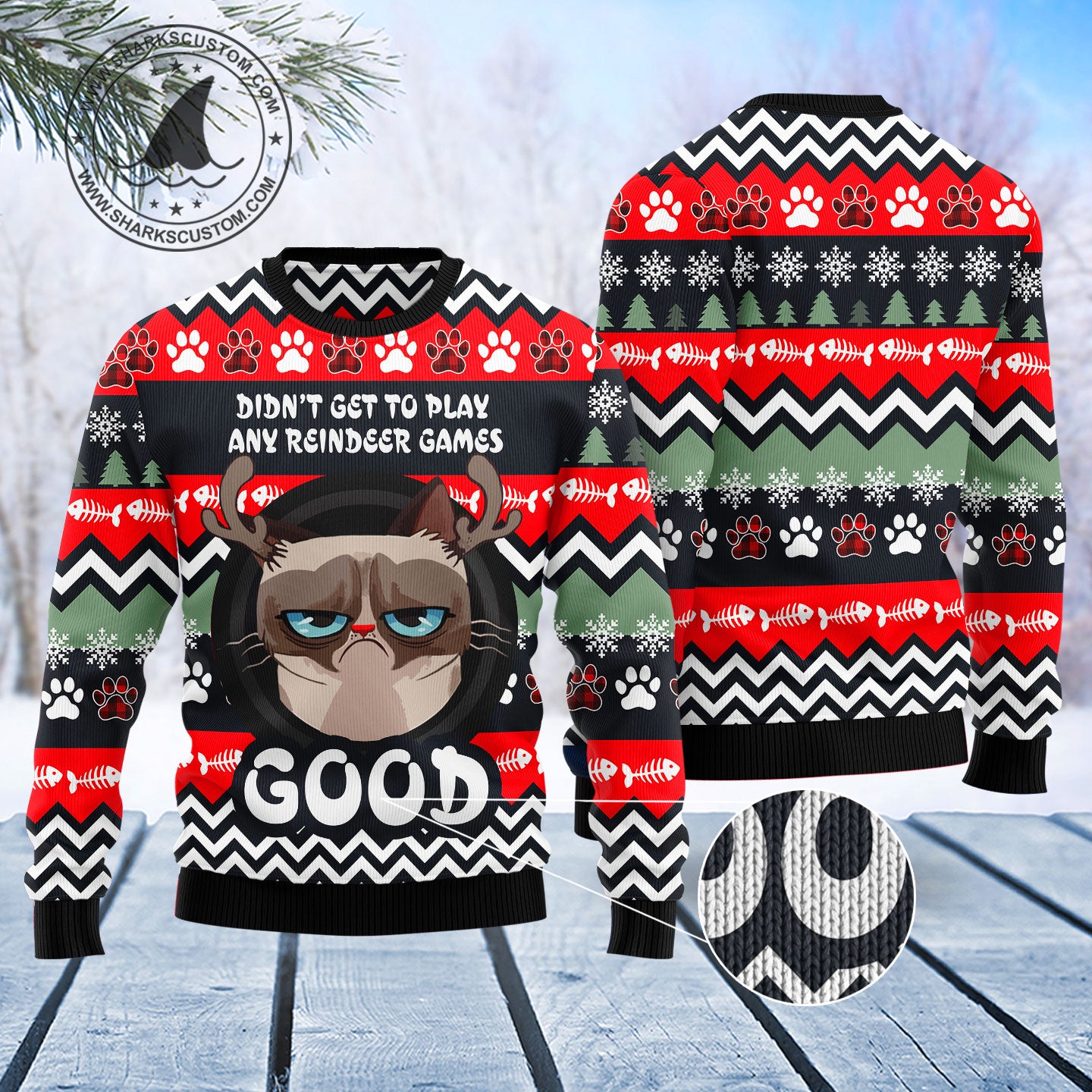 Grumpy Cat Good T3010 Ugly Christmas Sweater