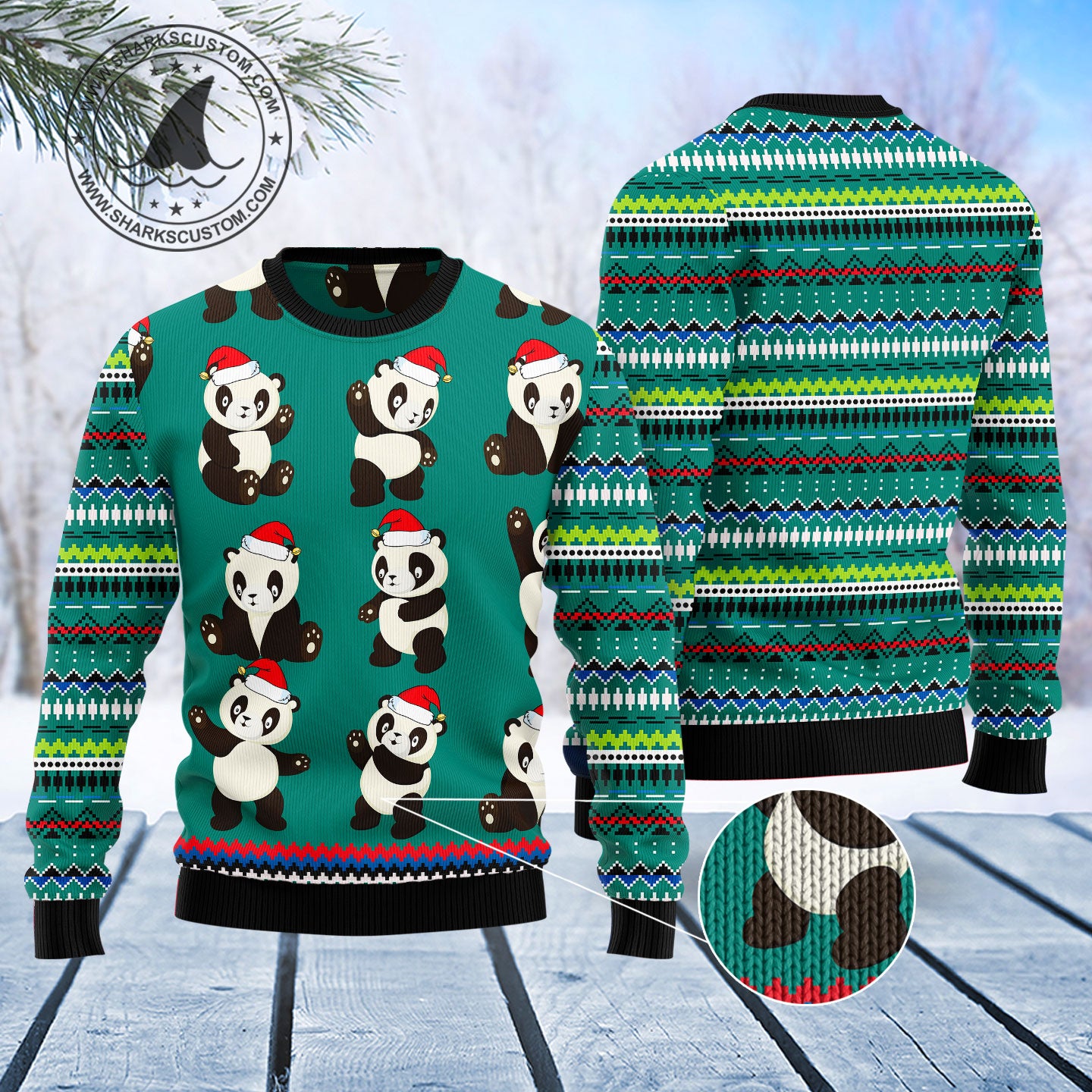 Panda Group Christmas T3011 unisex womens & mens, couples matching, friends, funny family ugly christmas holiday sweater gifts (plus size available)