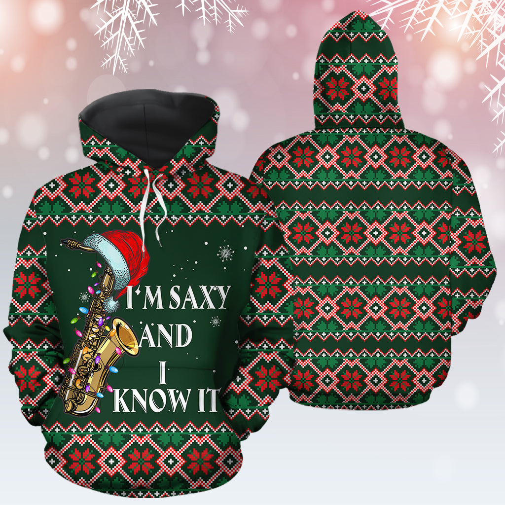 Saxophone Saxy Holidays T3011 unisex womens & mens, couples matching, friends, funny family sublimation 3D hoodie christmas holiday gifts (plus size available)