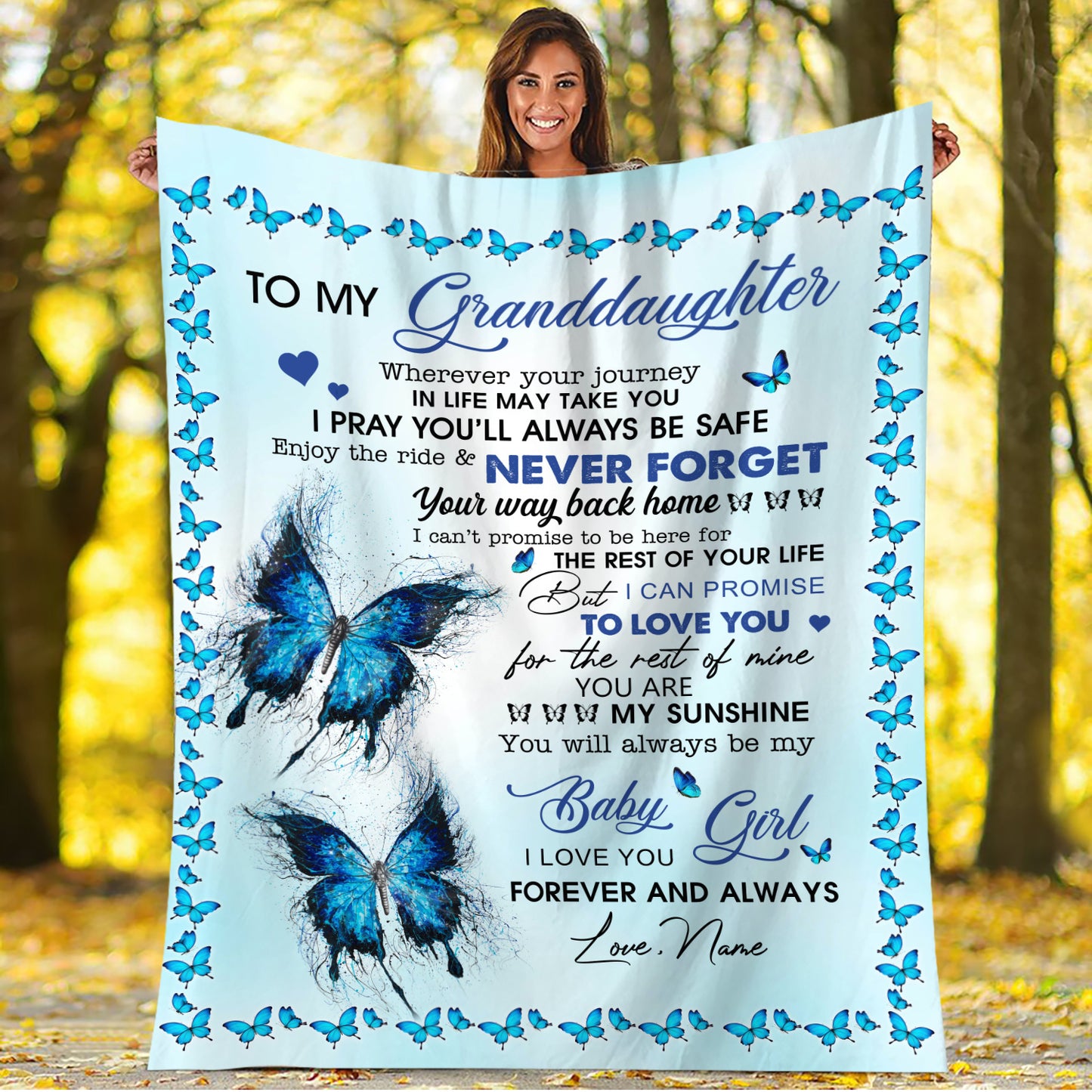 To My Granddaughter I Pray You'll Always Be Safe Fleece Blanket