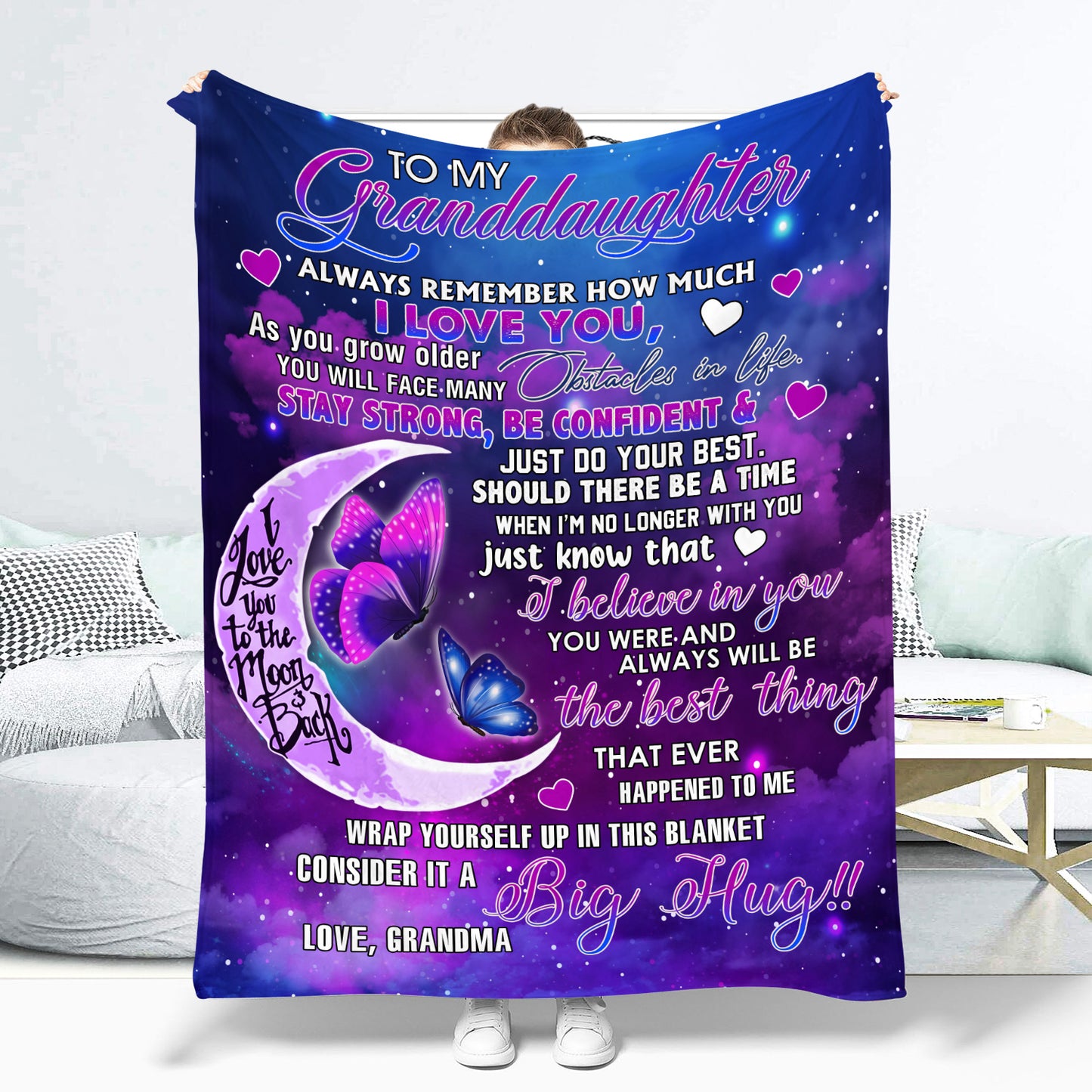 To My Granddaughter Remember How Much I Love You Fleece Blanket