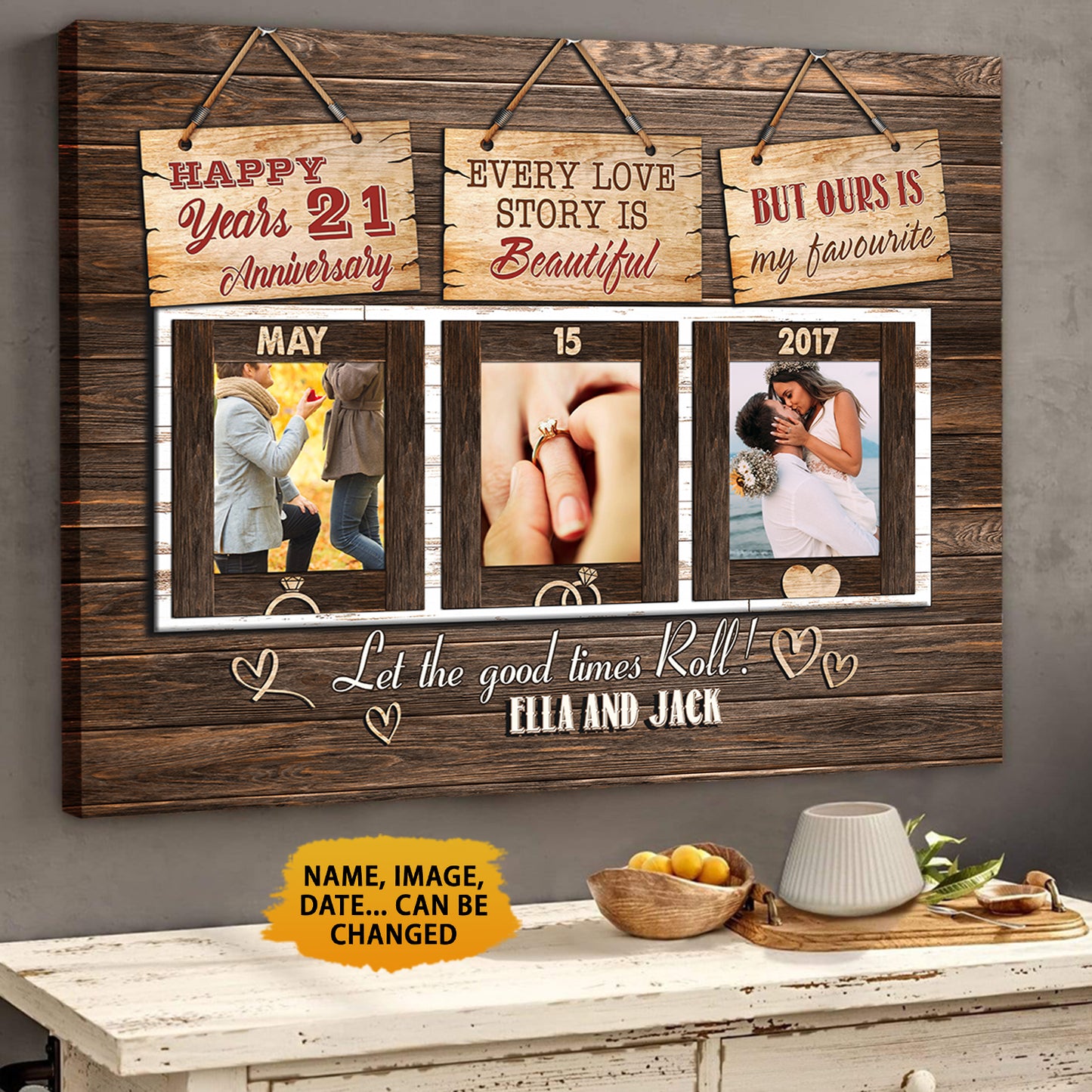 Happy 21 Years Anniversary Every Love Story Is Beautiful Anniversary Canvas