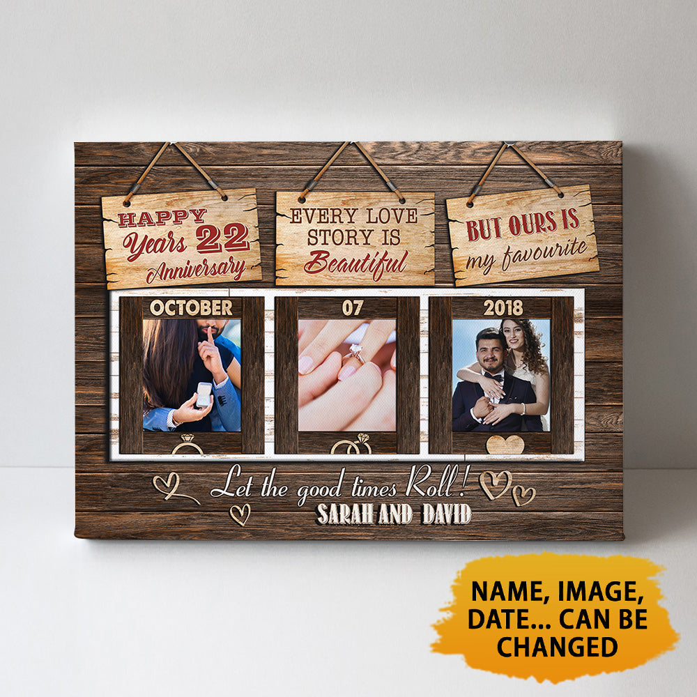 Happy 22 Years Anniversary Canvas Every Love Story Is Beautiful