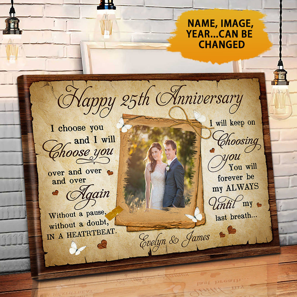 Personalized Happy 25 Years Anniversary Canvas Valentine Gifts