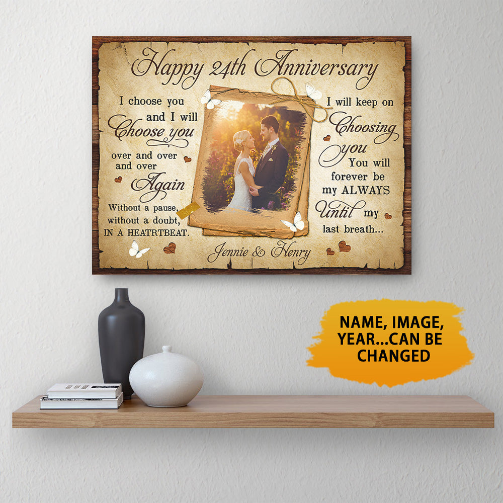 Personalized Happy 24 Years Anniversary Prints Wall Art Valentine Gifts