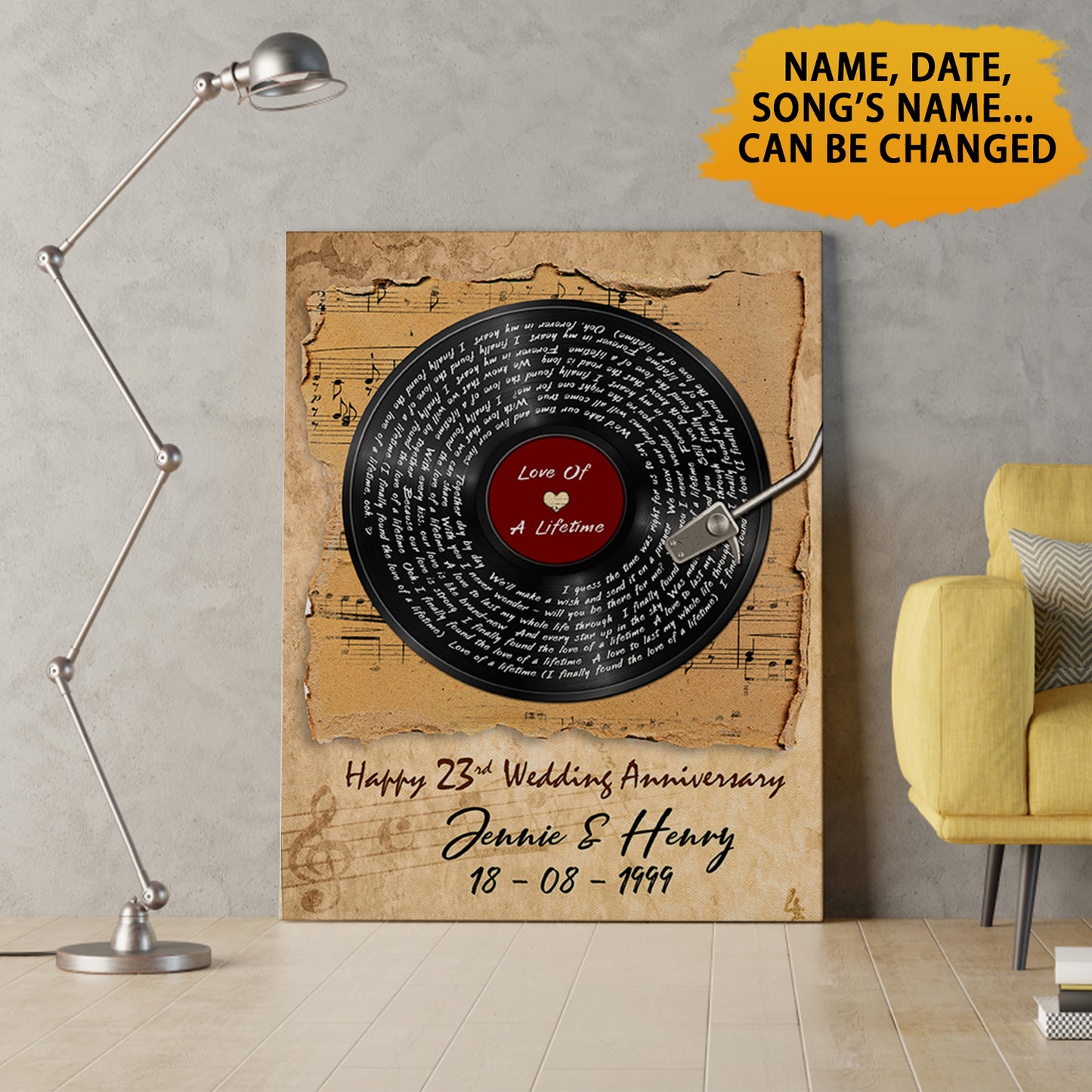 Personalized Love Of A Lifetime - 23rd Anniversary Canvas