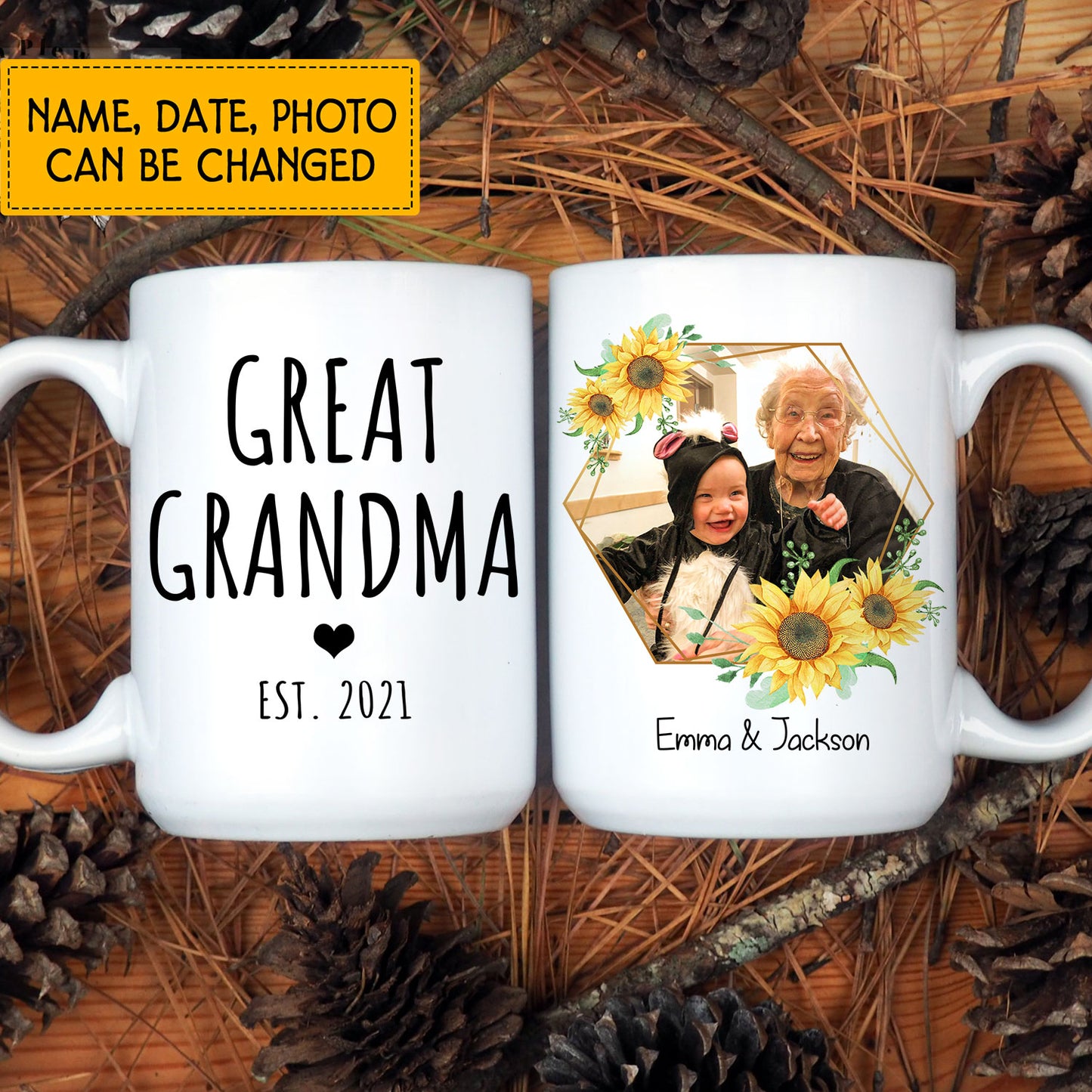 Great Grandma Custom Mug With Your Photo, Name & Date