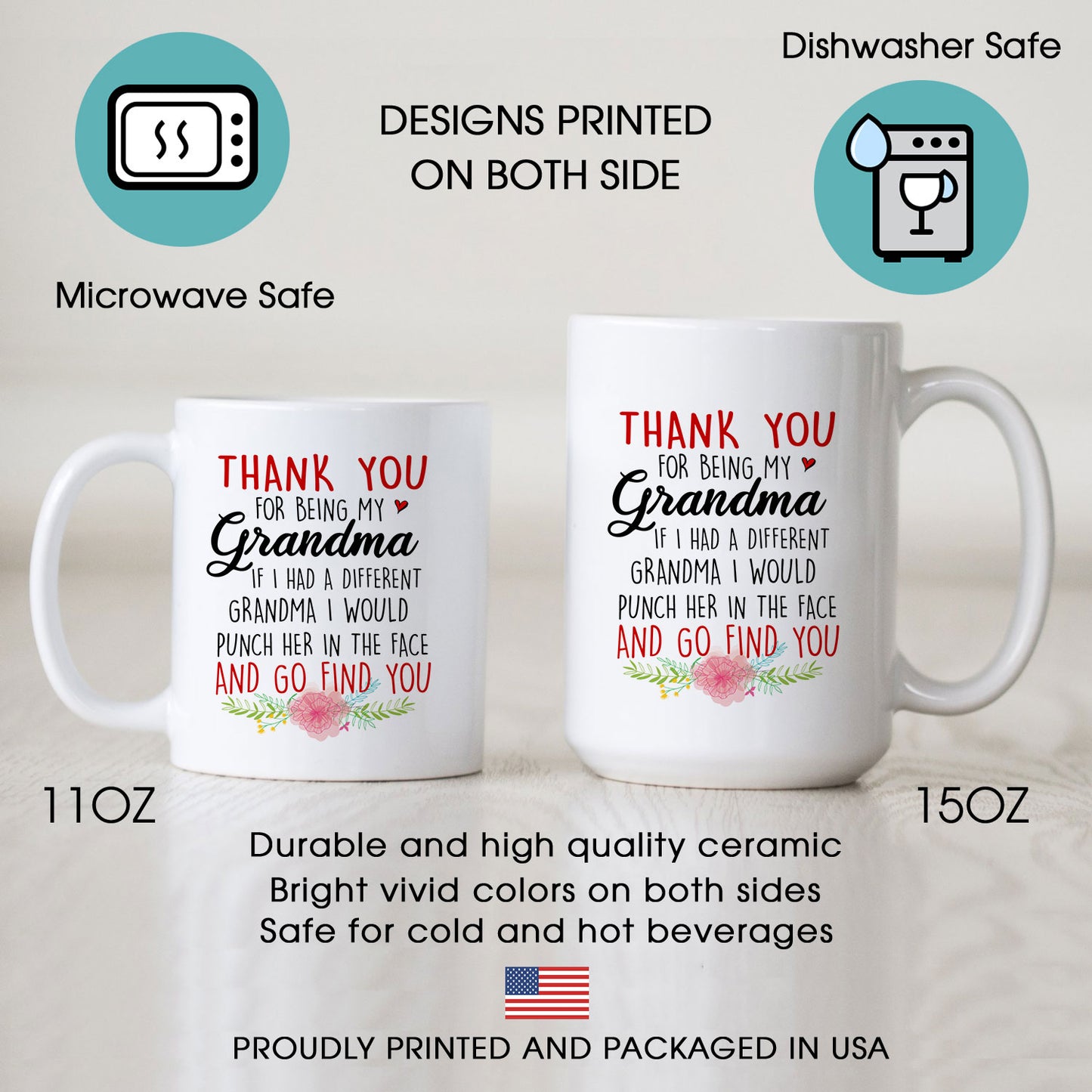 Thank You For Being My Grandma Personalized Mug