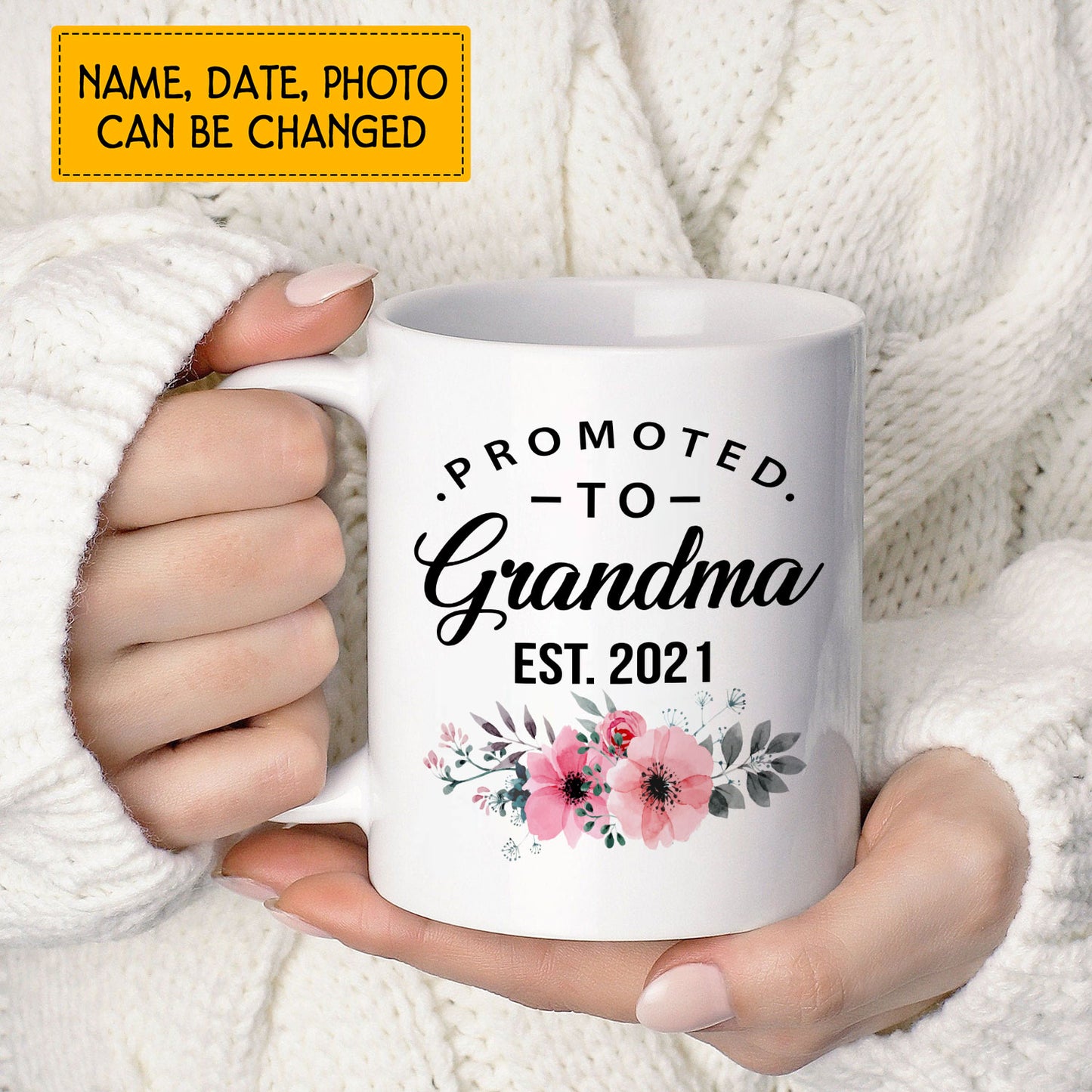 Promoted to Grandma Custom Mug With Your Name & Photo