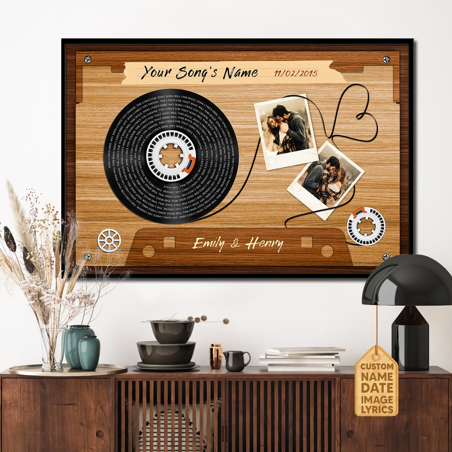 Song Lyrics Record Customized Photo Music Cassettes Wood Poster