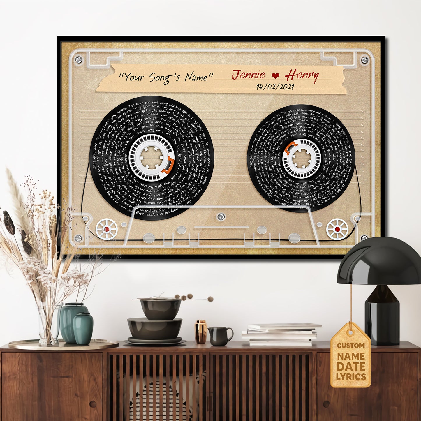 Lyrics Song Prints, Custom Name Music Cassettes-Tape Text Poster