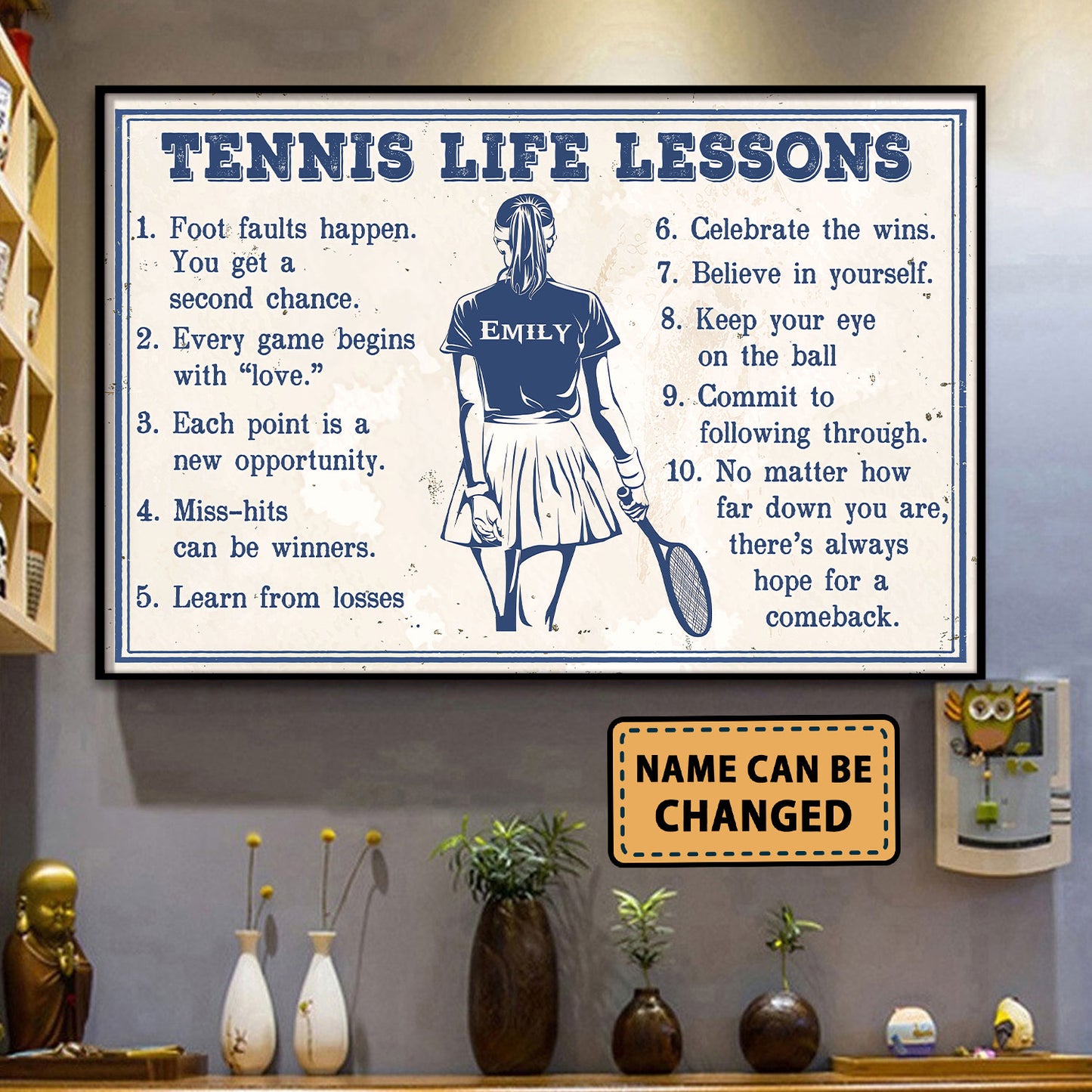 Tennis Life Lessons - Personalizedwitch Horizontal Poster For Tennis Player