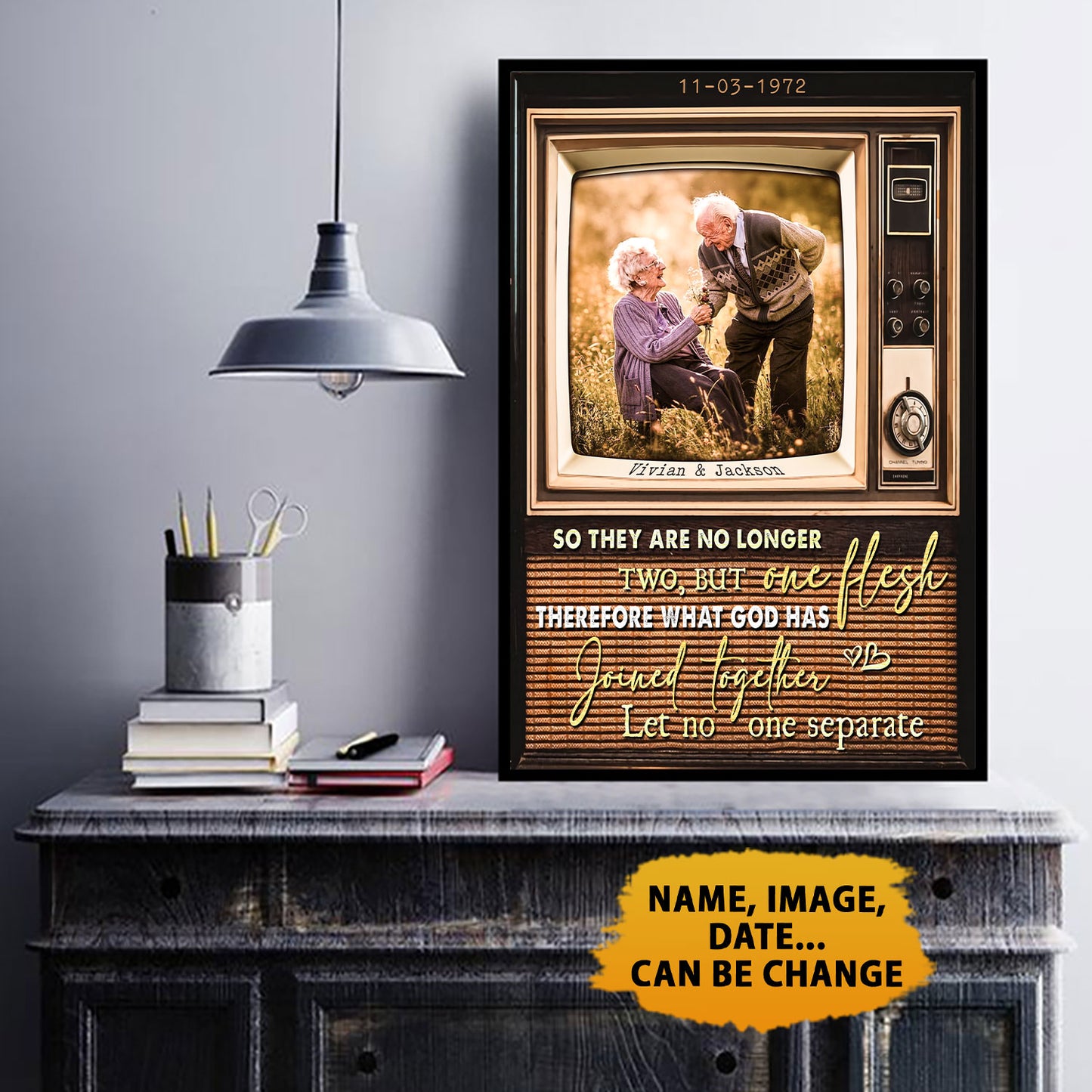 So They Are No Longer Two But One Flesh Anniversary Personalized Poster