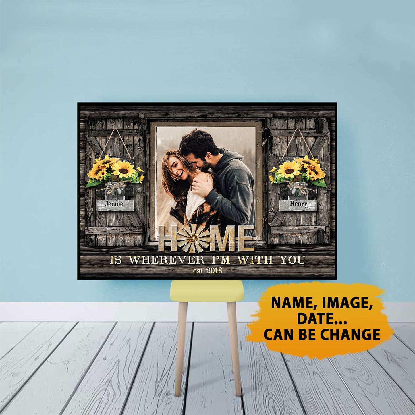 Home Is Wherever I'm With You Anniversary Custom Image Poster