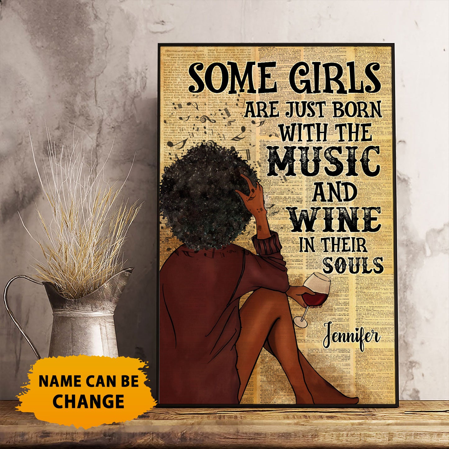 Custom Name Some Girl Are Just Born With The Music And Wine Poster