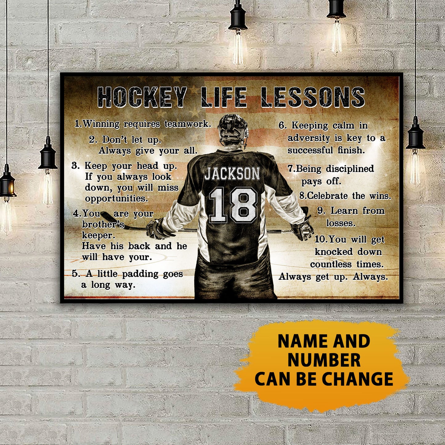 Hockey Life Lessons Poster For Boy Personalized Poster