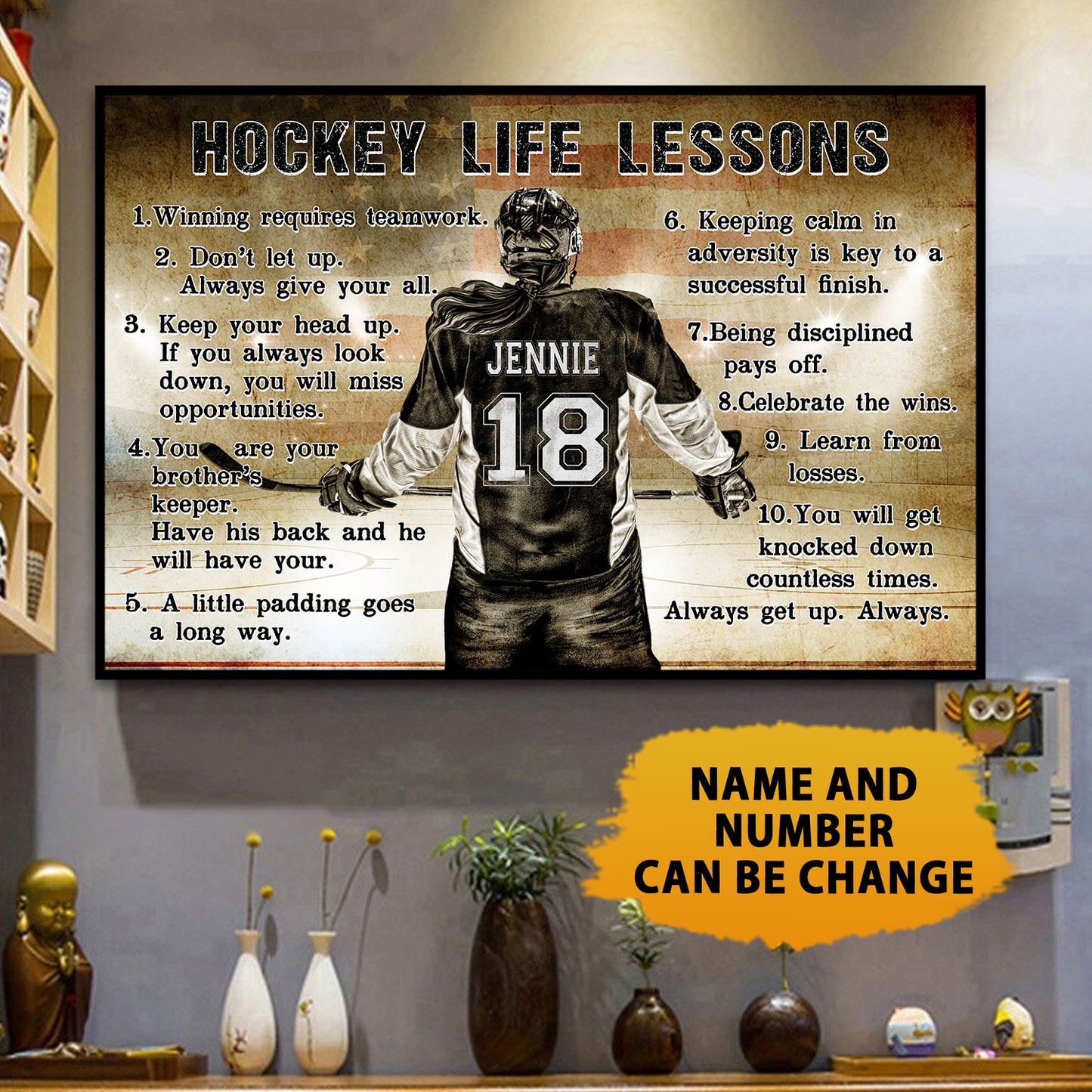 Hockey Life Lessons Poster For Girl Personalized Poster