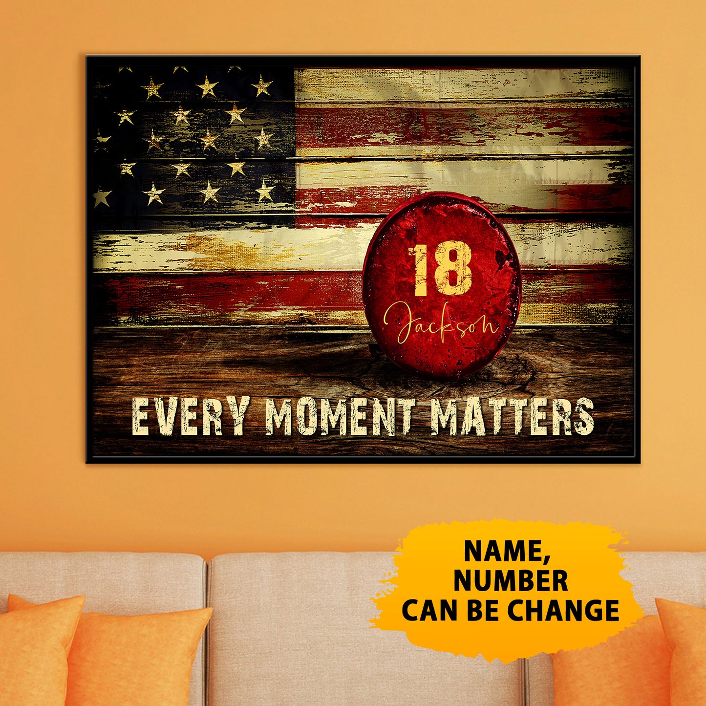 Vintage American Flag Hockey 2 Personalized Poster