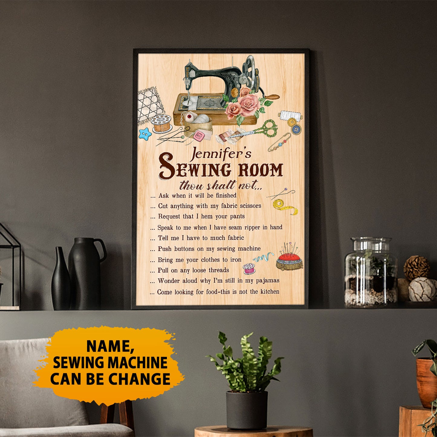 Sewing Room Rules Personalized Vertical Poster 4