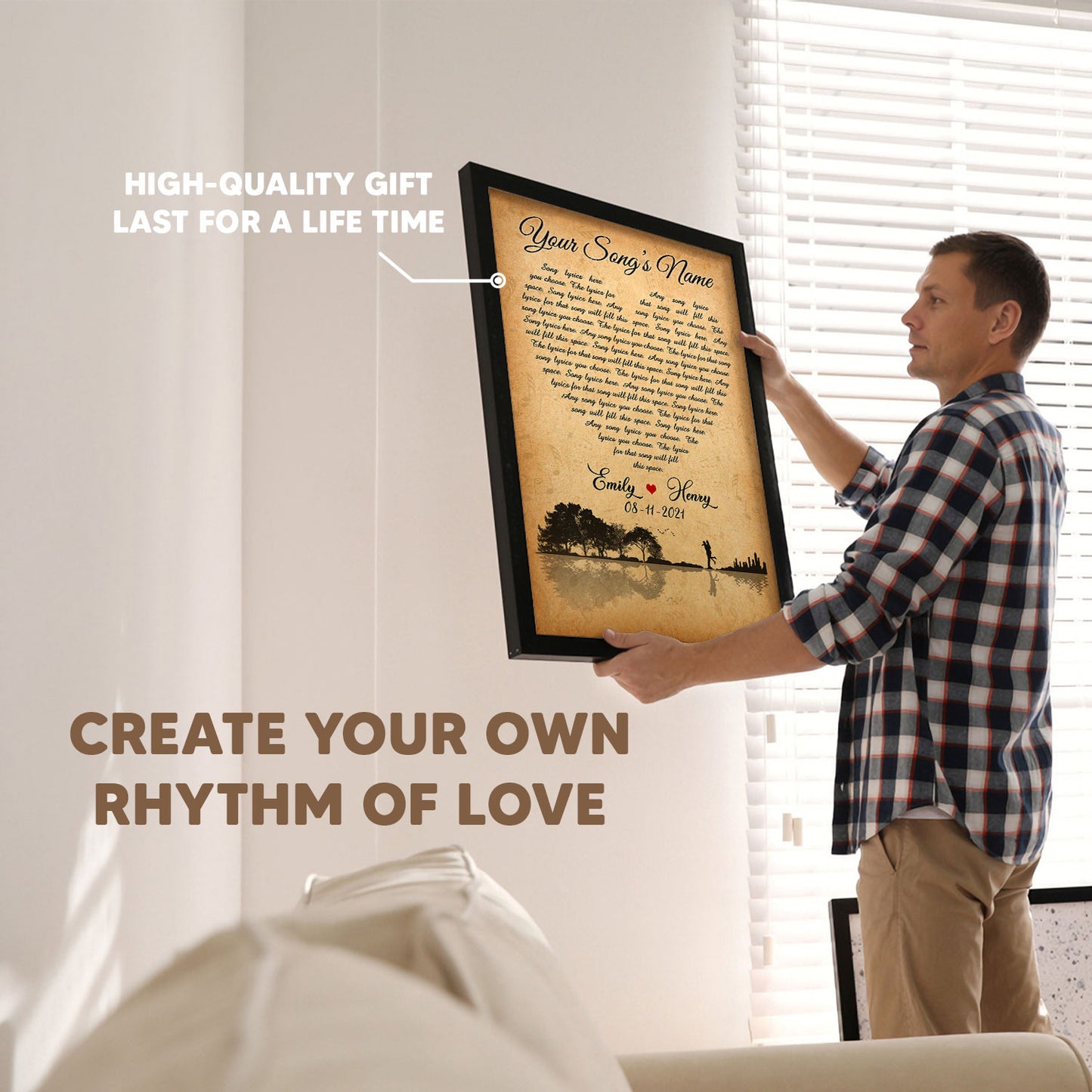 Personalized Song Lyrics, Name & Date Vertical Poster For Couple