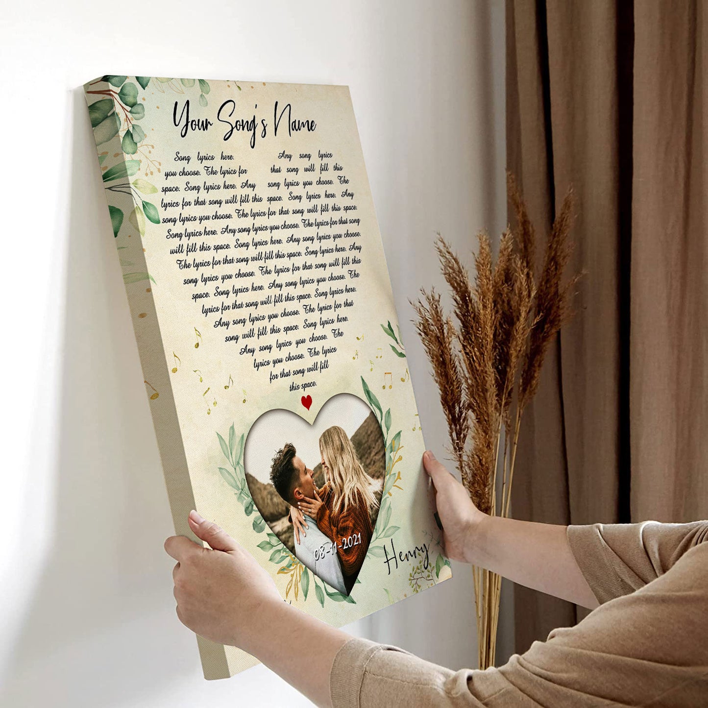 Personalized Song Lyrics Custom Image Heart Vertical Poster For Couple