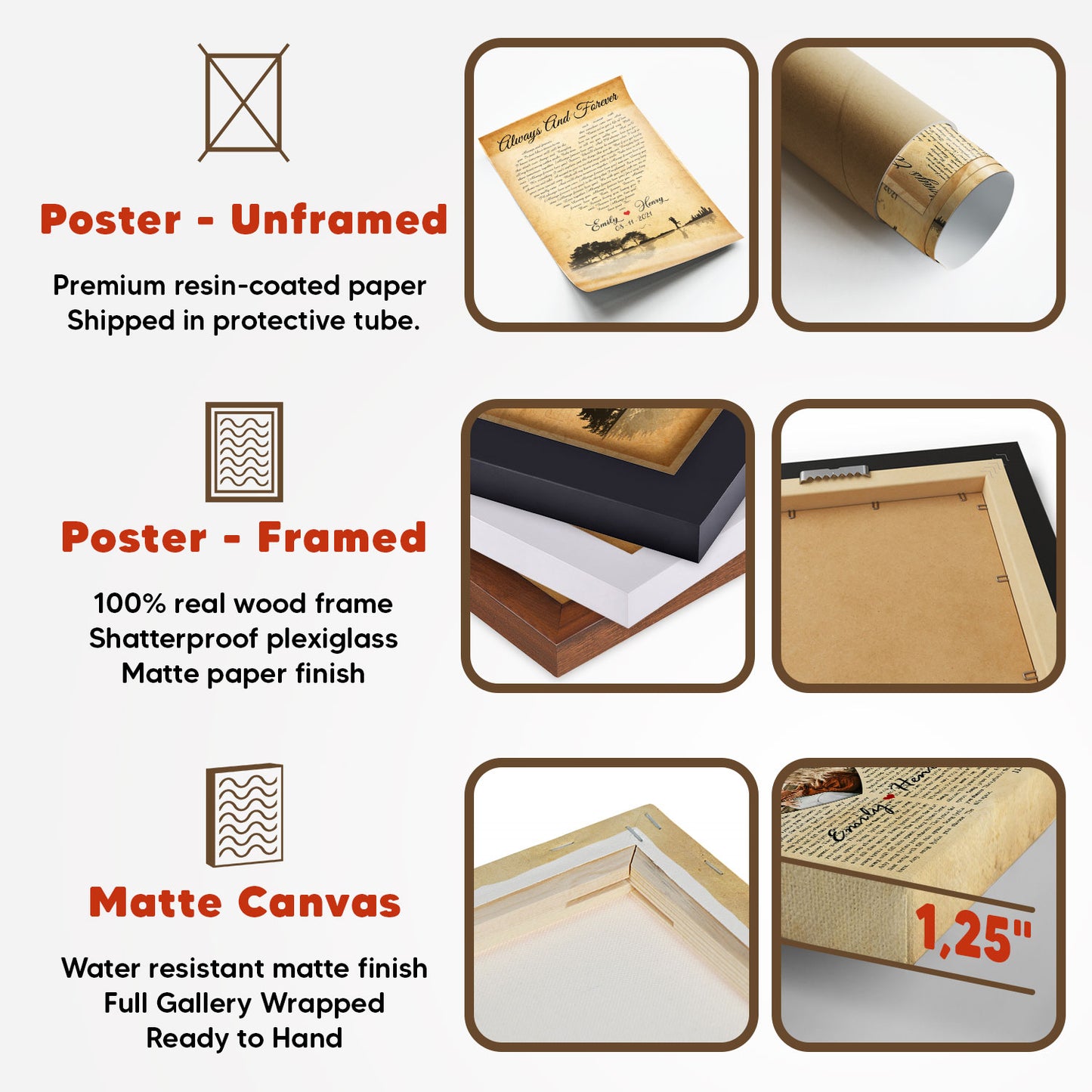 Personalized Song Lyrics Custom Image Vintage Vertical Poster For Couple