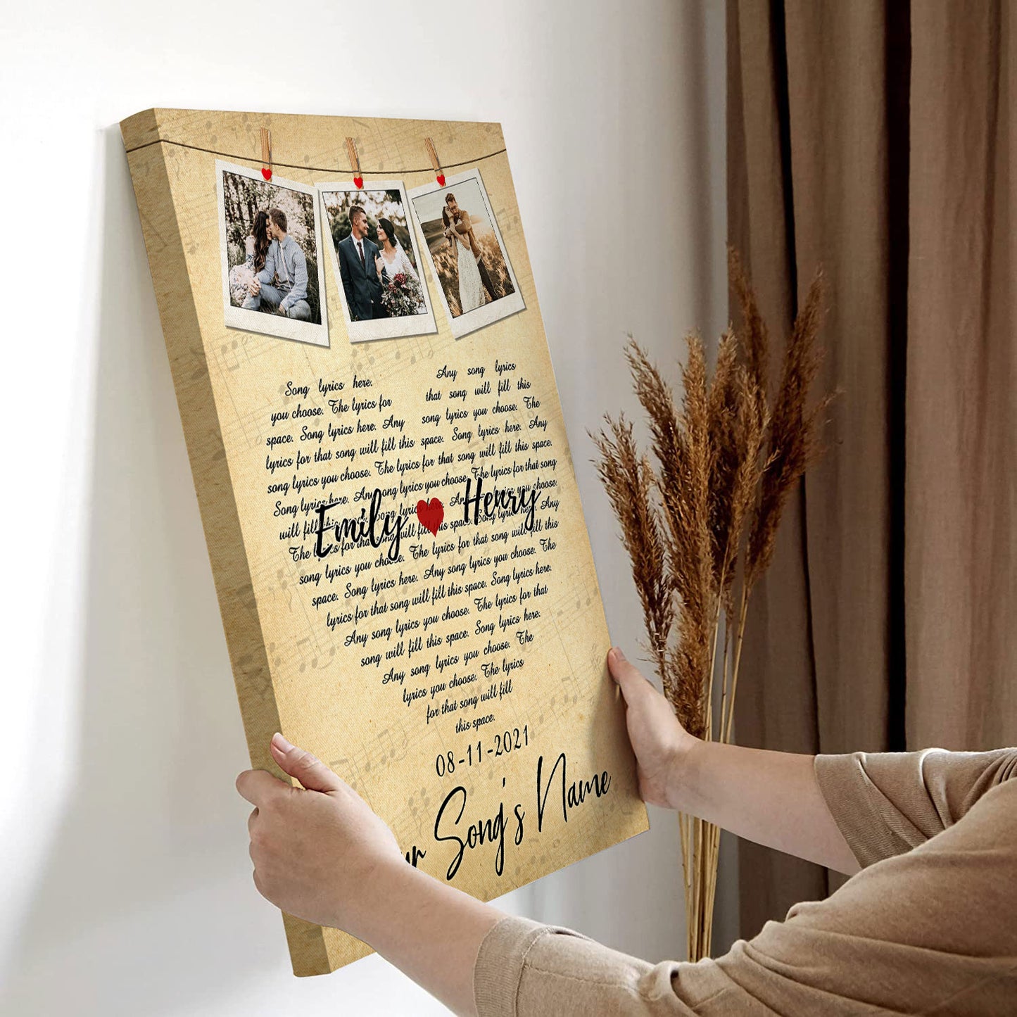 Personalized Song Lyrics Custom Image, Name & Date Vertical Poster