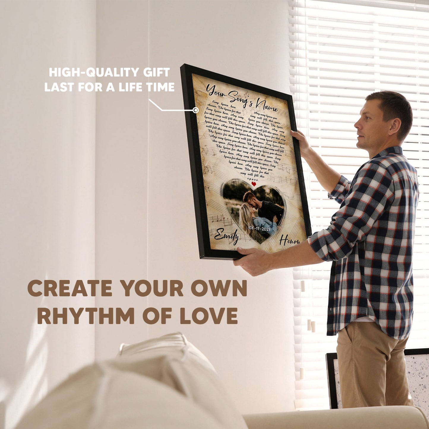 Personalized Song Lyrics Custom Image Heart Vertical Poster