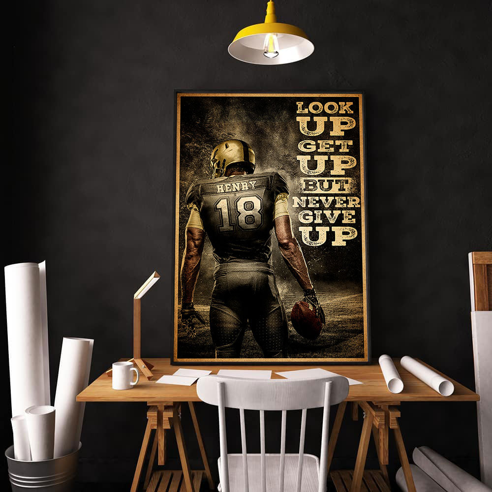 Football Look Up, Get Up, But Never Give Up Personalizedwitch Poster