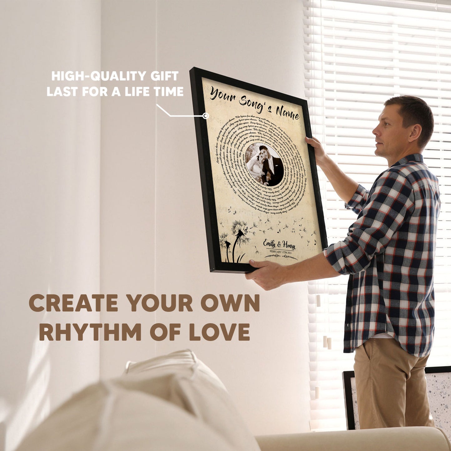 Personalized Song Lyrics Record Anniversary Custom Image Poster