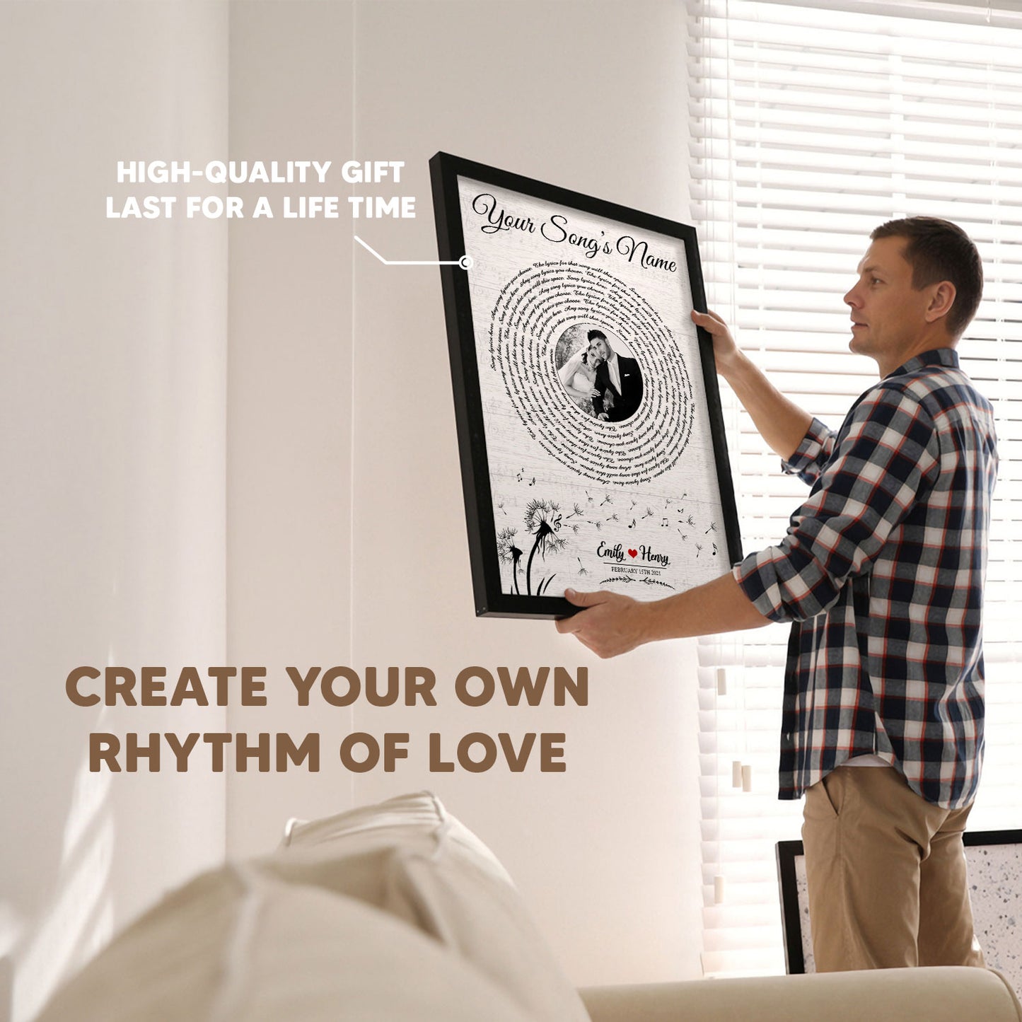 Song Lyrics Record Anniversary Custom Photo & Name Poster