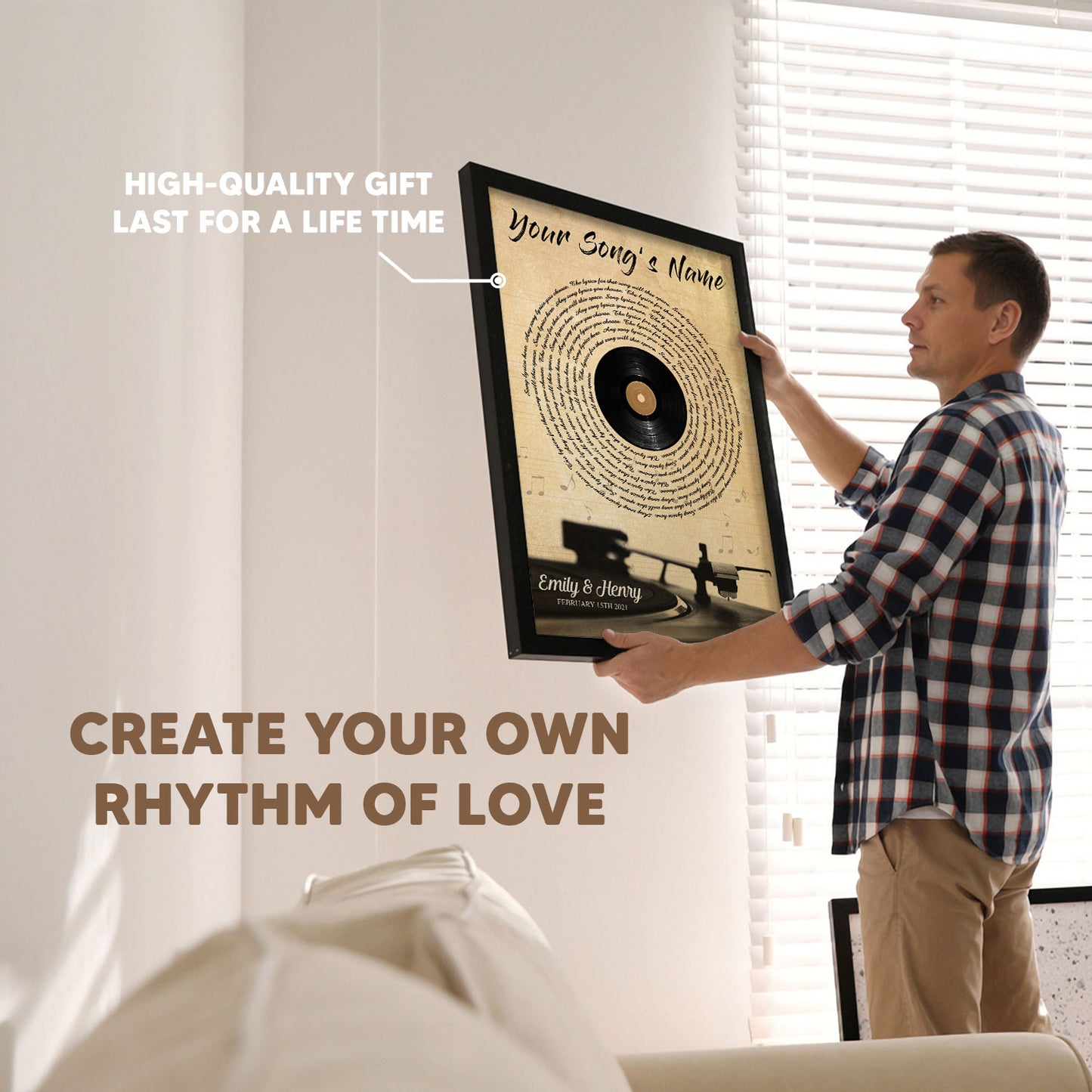 Song Lyrics Record Anniversary Custom Poster With Your Name & Date