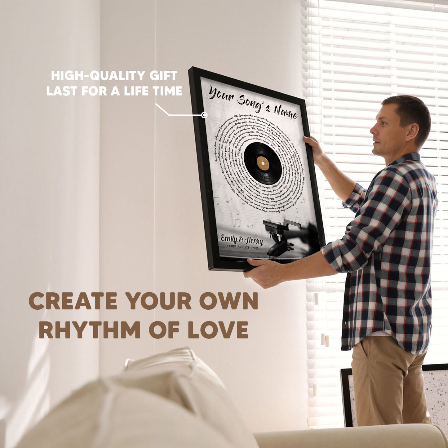 Personalized Song Lyrics Record Anniversary Vertical Poster