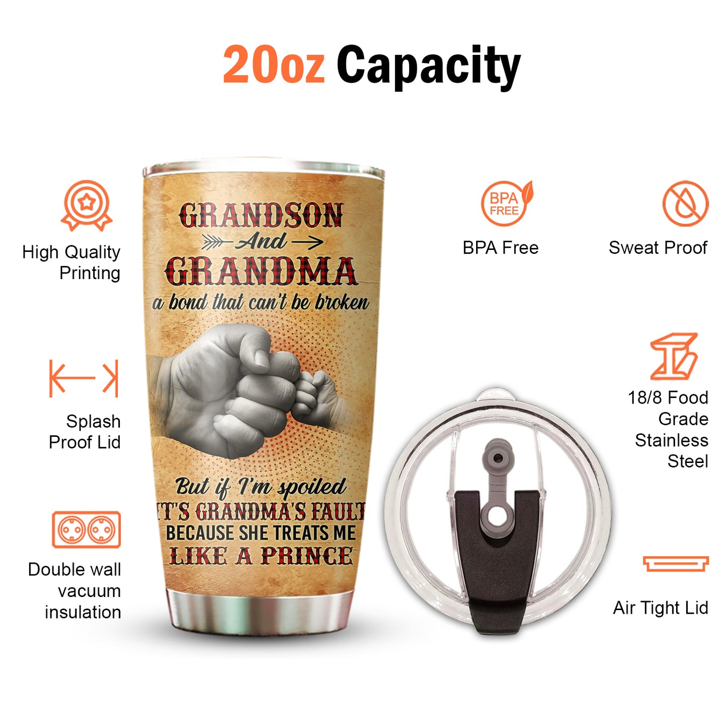 Grandson & Grandma A Bond That Can’t Be Broken 20Oz Tumbler