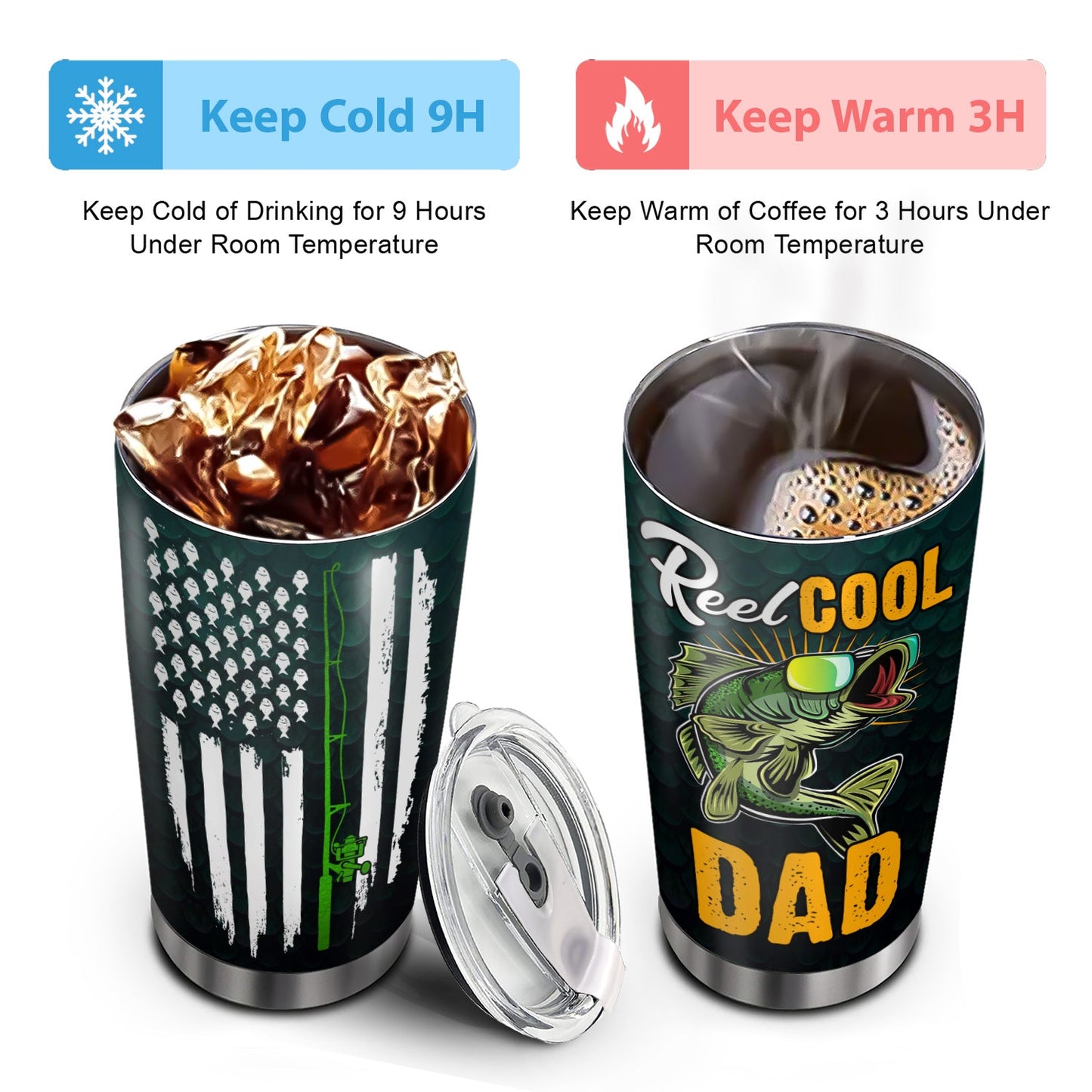 Reel Cool Dad Fathers Day Fishing Dad Green 20Oz Tumbler